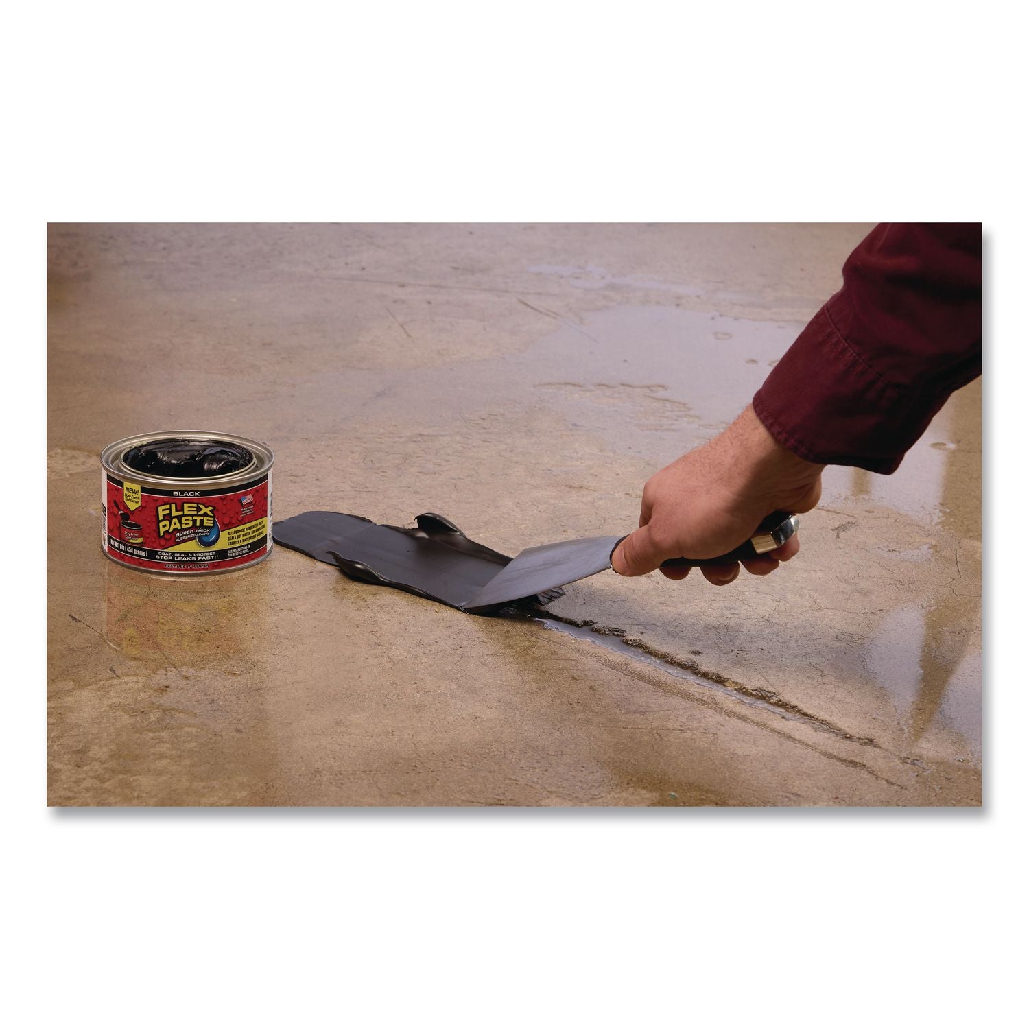 Flex Paste Super Thick Rubberized Paste, 1 Lb Can, Dries Black, 4/Carton