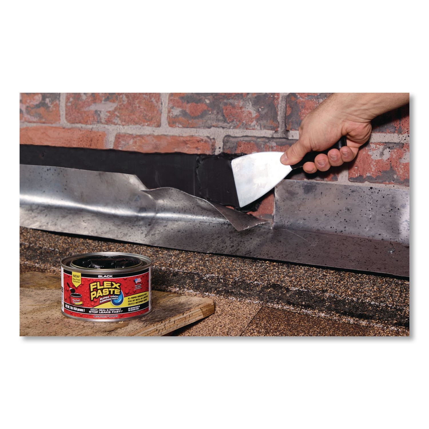 Flex Paste Super Thick Rubberized Paste, 1 Lb Can, Dries Black, 4/Carton