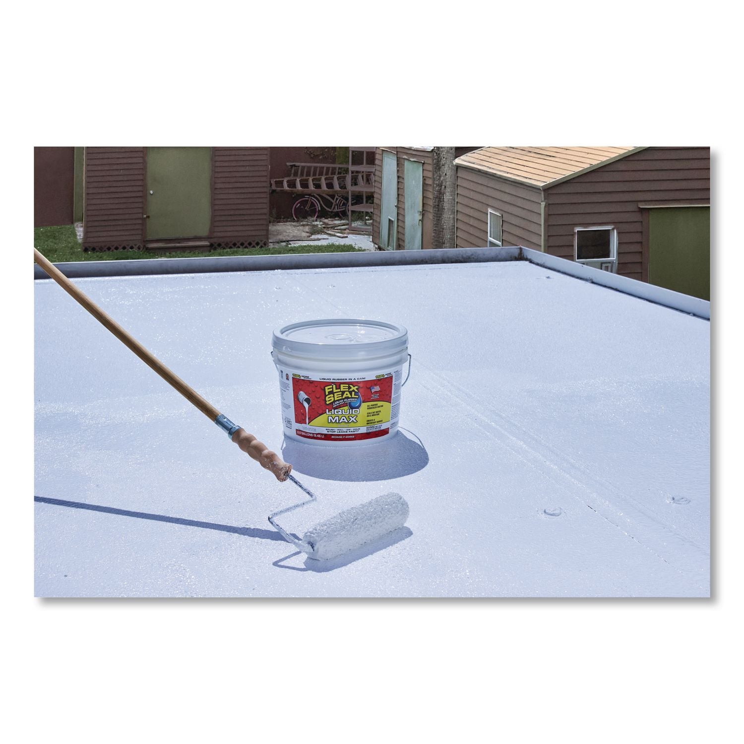 Flex Seal Liquid Rubber Sealant Coating Liquid Max, 2.5 Gal Bucket, Dries White