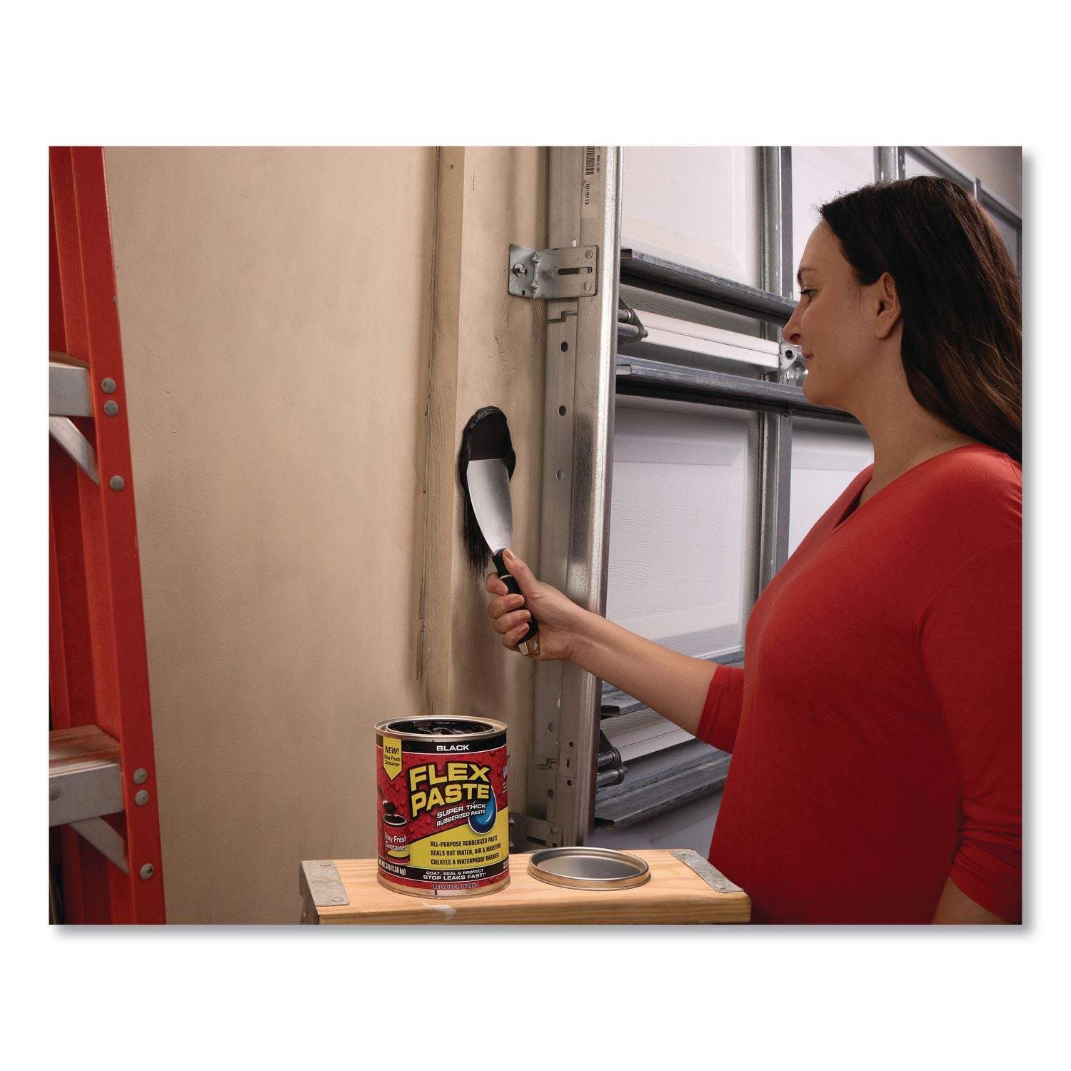 Flex Paste Super Thick Rubberized Paste, 3 Lb Can, Dries Black, 4/Carton
