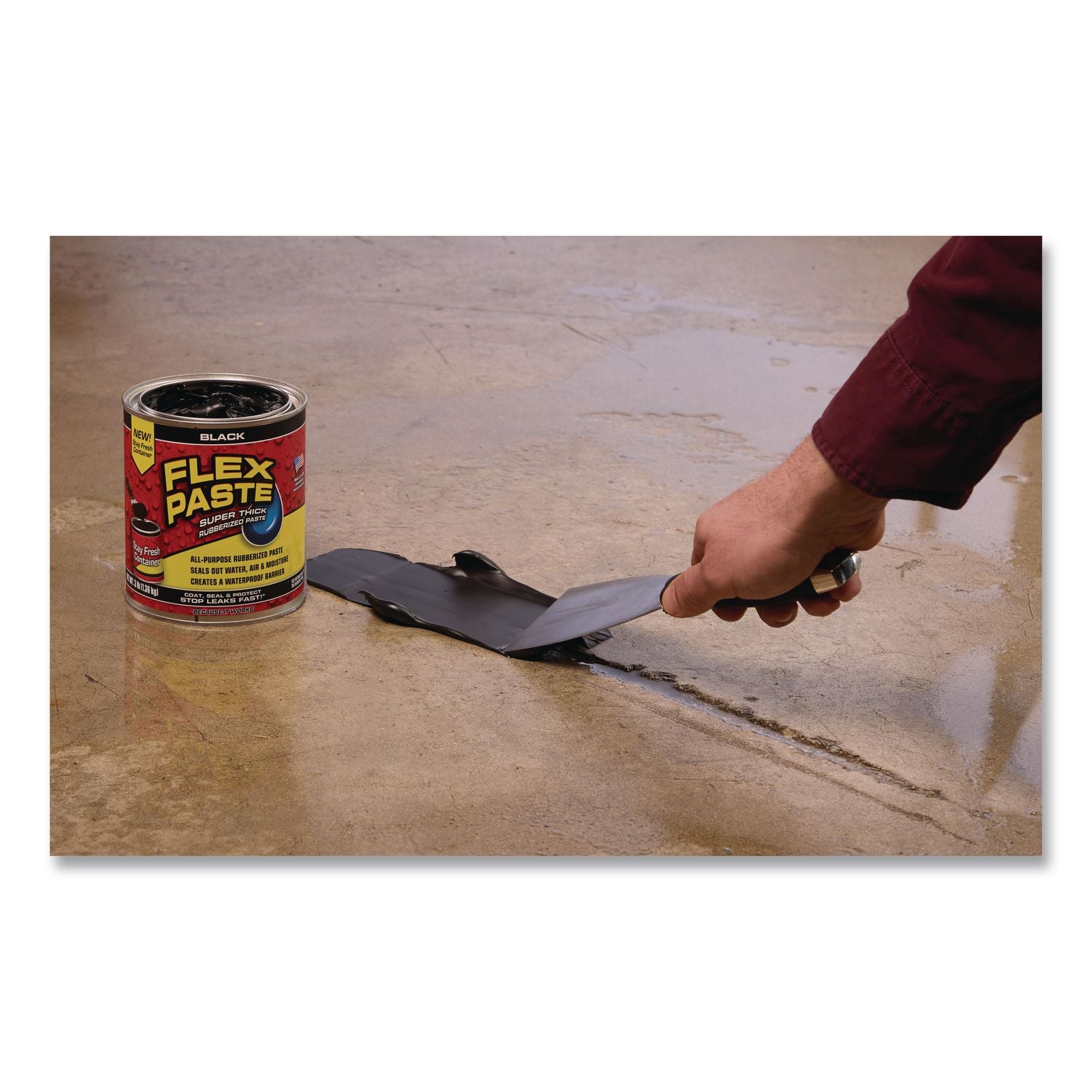 Flex Paste Super Thick Rubberized Paste, 3 Lb Can, Dries Black, 4/Carton