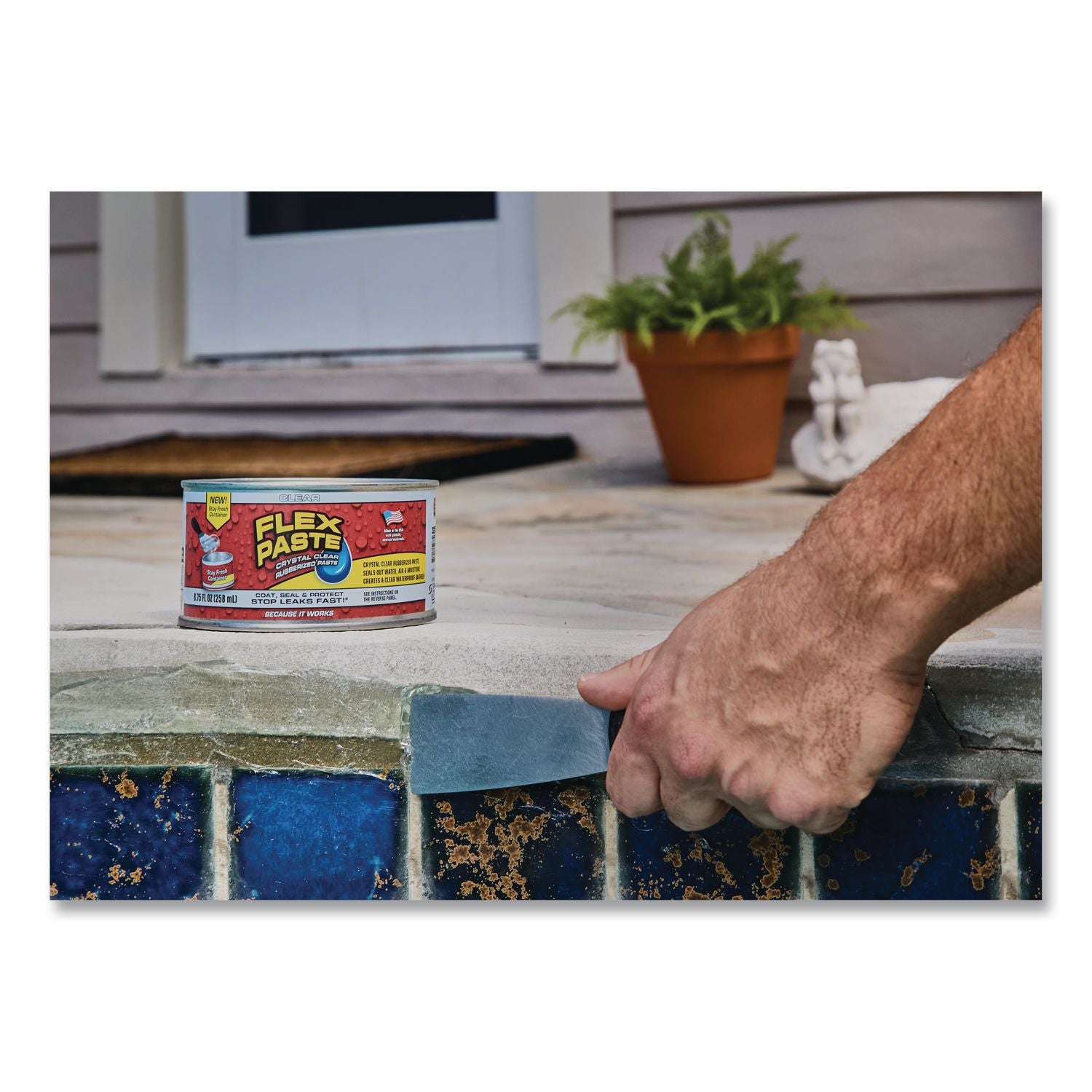 Flex Paste Super Thick Rubberized Paste, 1 Lb Can, Dries Clear, 4/Carton