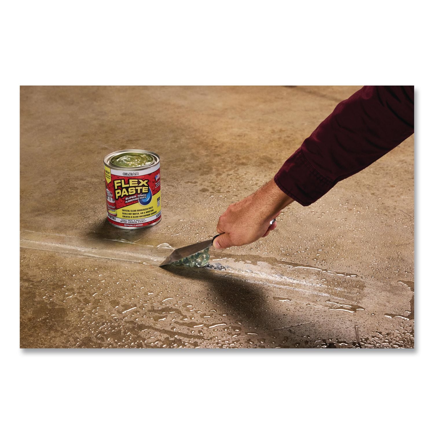 Flex Paste Super Thick Rubberized Paste, 26 Oz Can, Dries Clear, 4/Carton