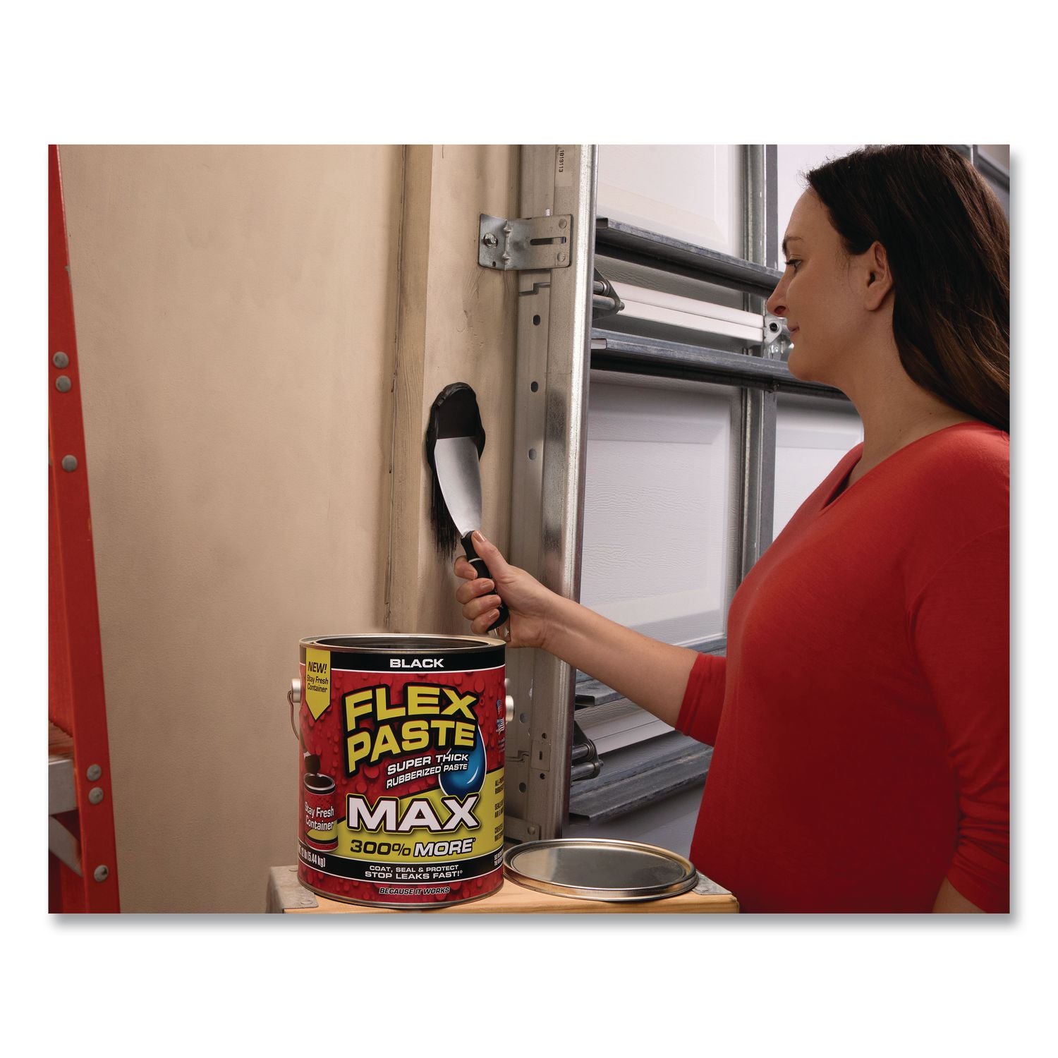 Flex Paste Super Thick Rubberized Paste Max, 12 Lb Can, Dries Black, 2/Carton