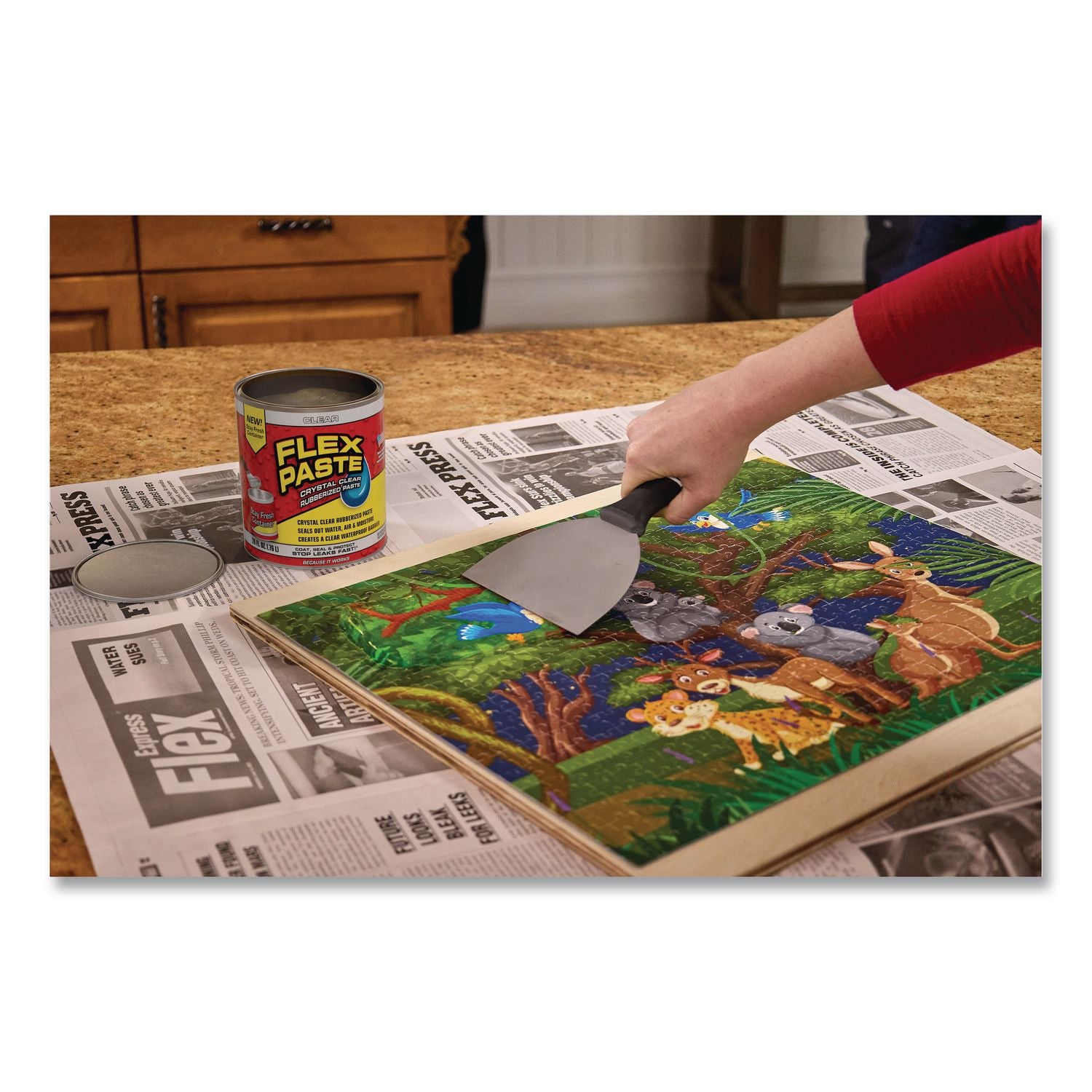 Flex Paste Super Thick Rubberized Paste, 26 Oz Can, Dries Clear, 4/Carton