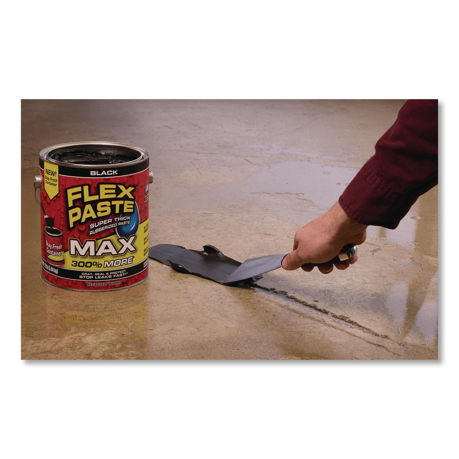 Flex Paste Super Thick Rubberized Paste Max, 12 Lb Can, Dries Black, 2/Carton