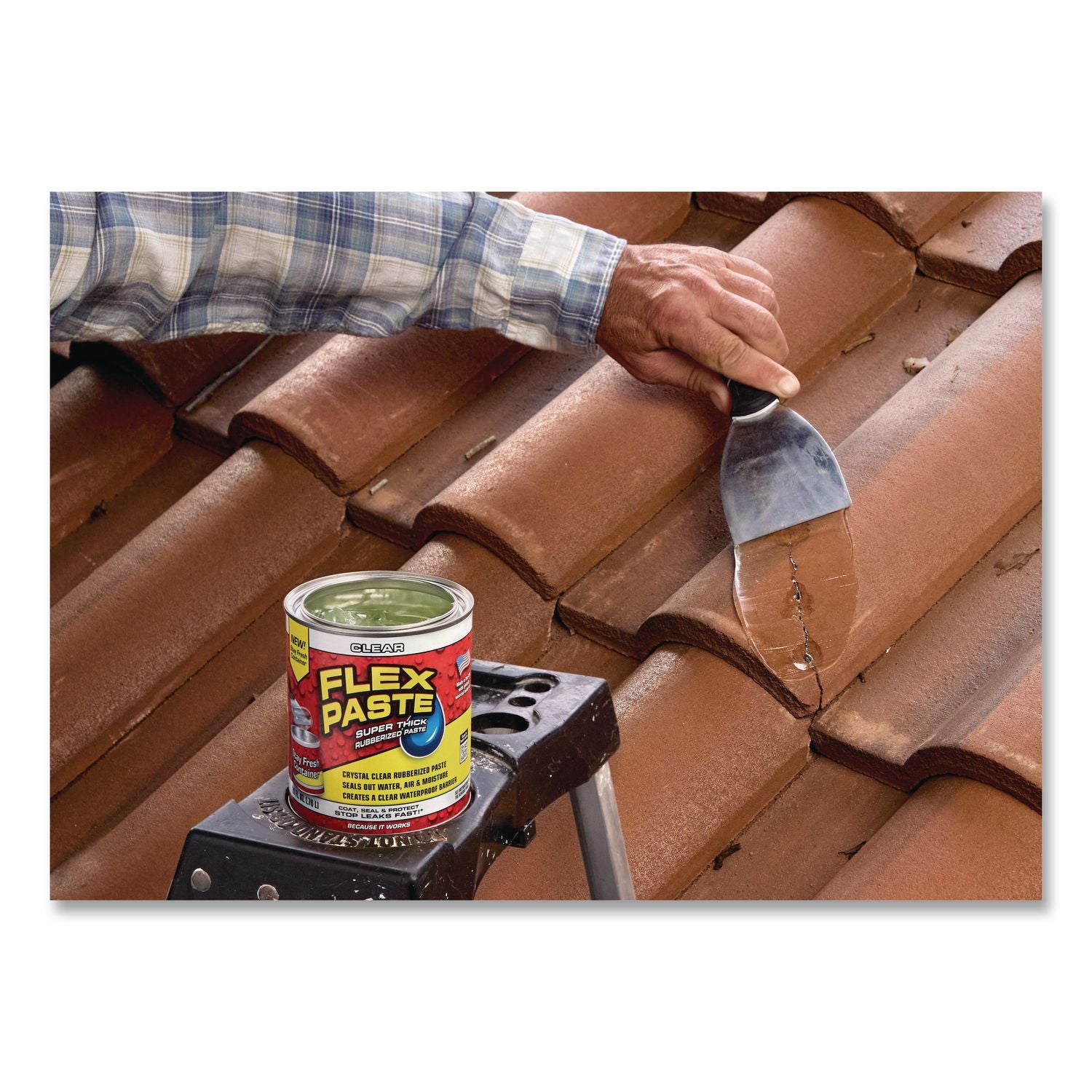 Flex Paste Super Thick Rubberized Paste, 26 Oz Can, Dries Clear, 4/Carton