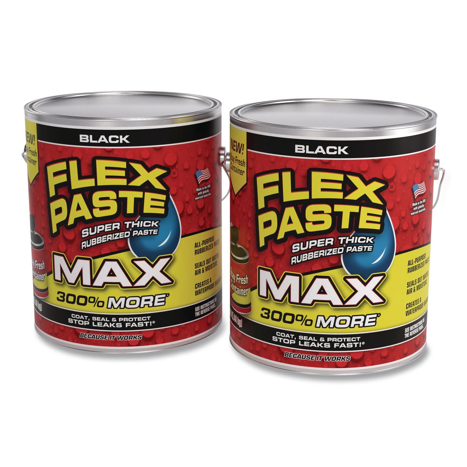 Flex Paste Super Thick Rubberized Paste Max, 12 Lb Can, Dries Black, 2/Carton