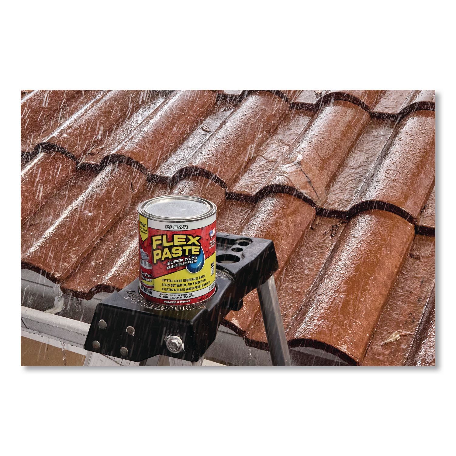 Flex Paste Super Thick Rubberized Paste, 26 Oz Can, Dries Clear, 4/Carton
