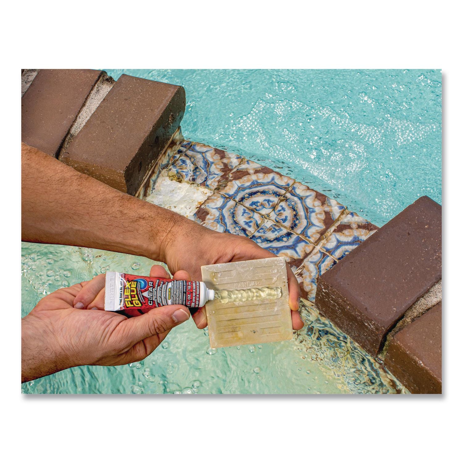 Pool Patch And Repair Kit, Flex Glue Mini Clear 0.6 Oz Tube And (2) Flex Tape Mini Clear Patches 3" X 4", 12/Carton