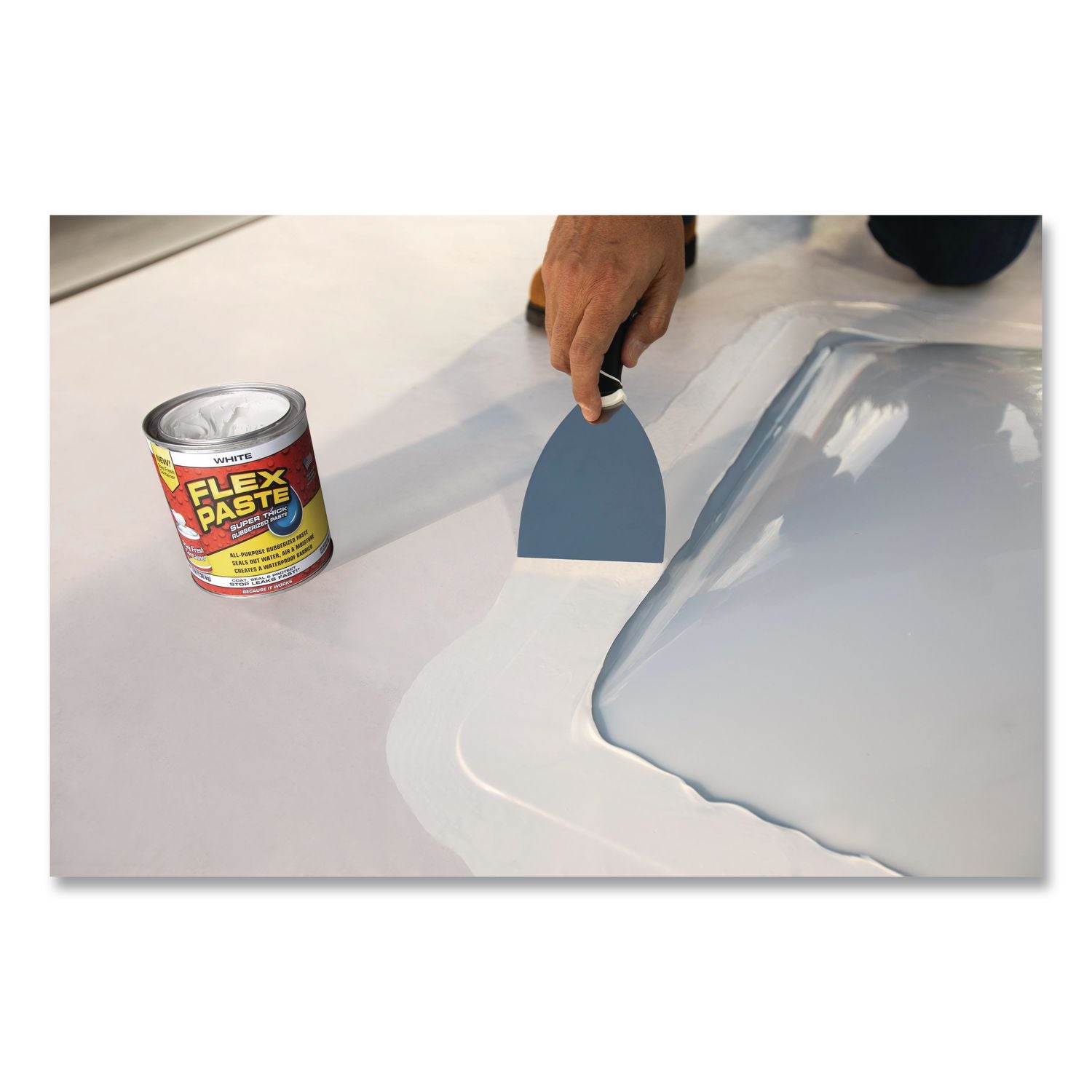 Flex Paste Super Thick Rubberized Paste, 3 Lb Can, Dries White, 4/Carton