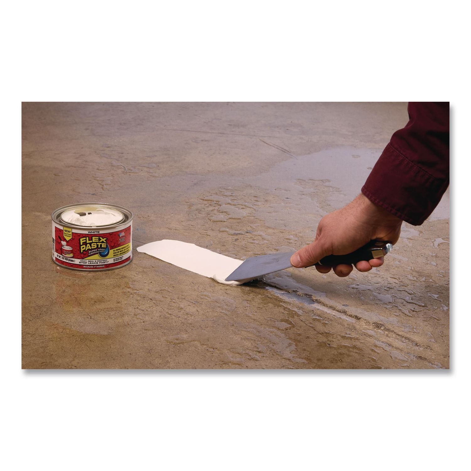 Flex Paste Super Thick Rubberized Paste, 1 Lb Can, Dries White, 4/Carton