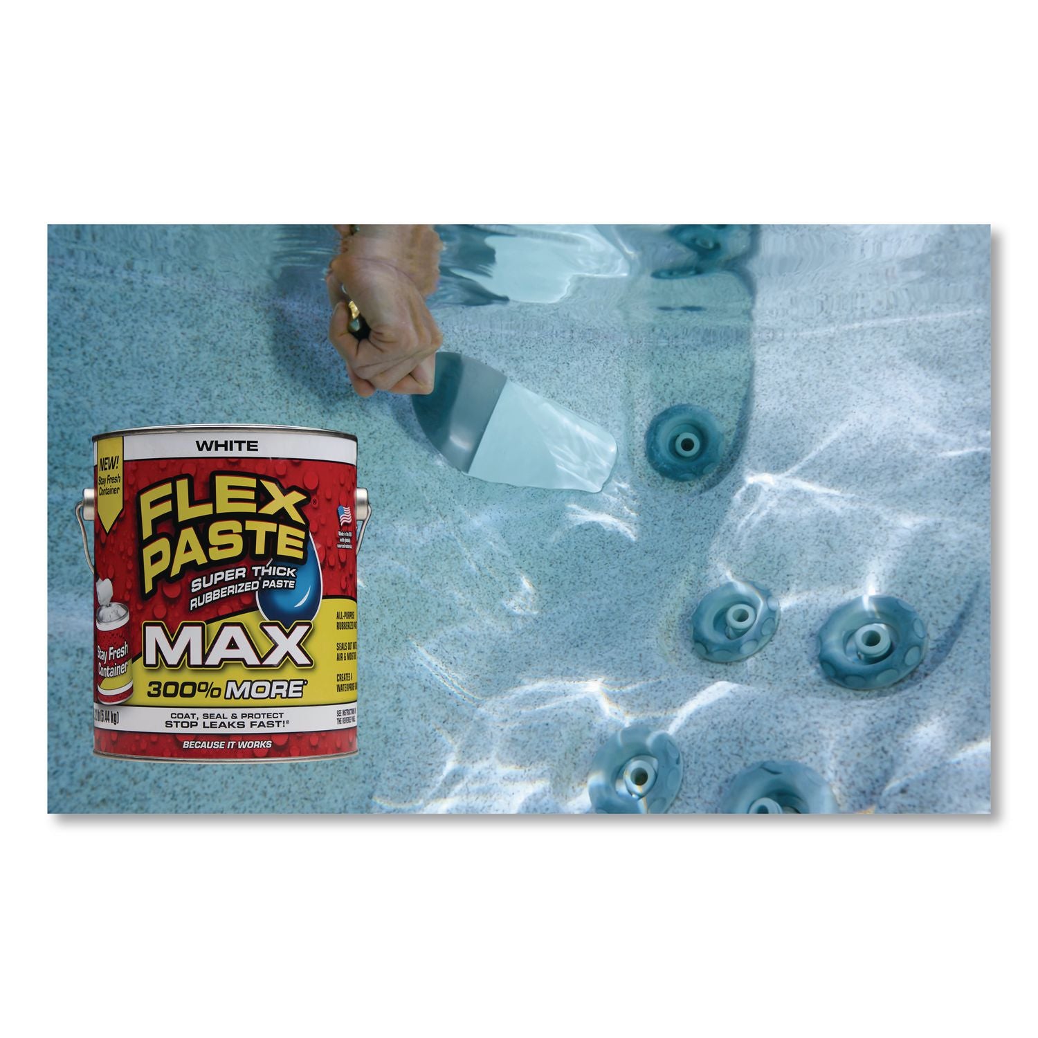 Flex Paste Super Thick Rubberized Paste Max, 12 Lb Can, Dries White, 2/Carton