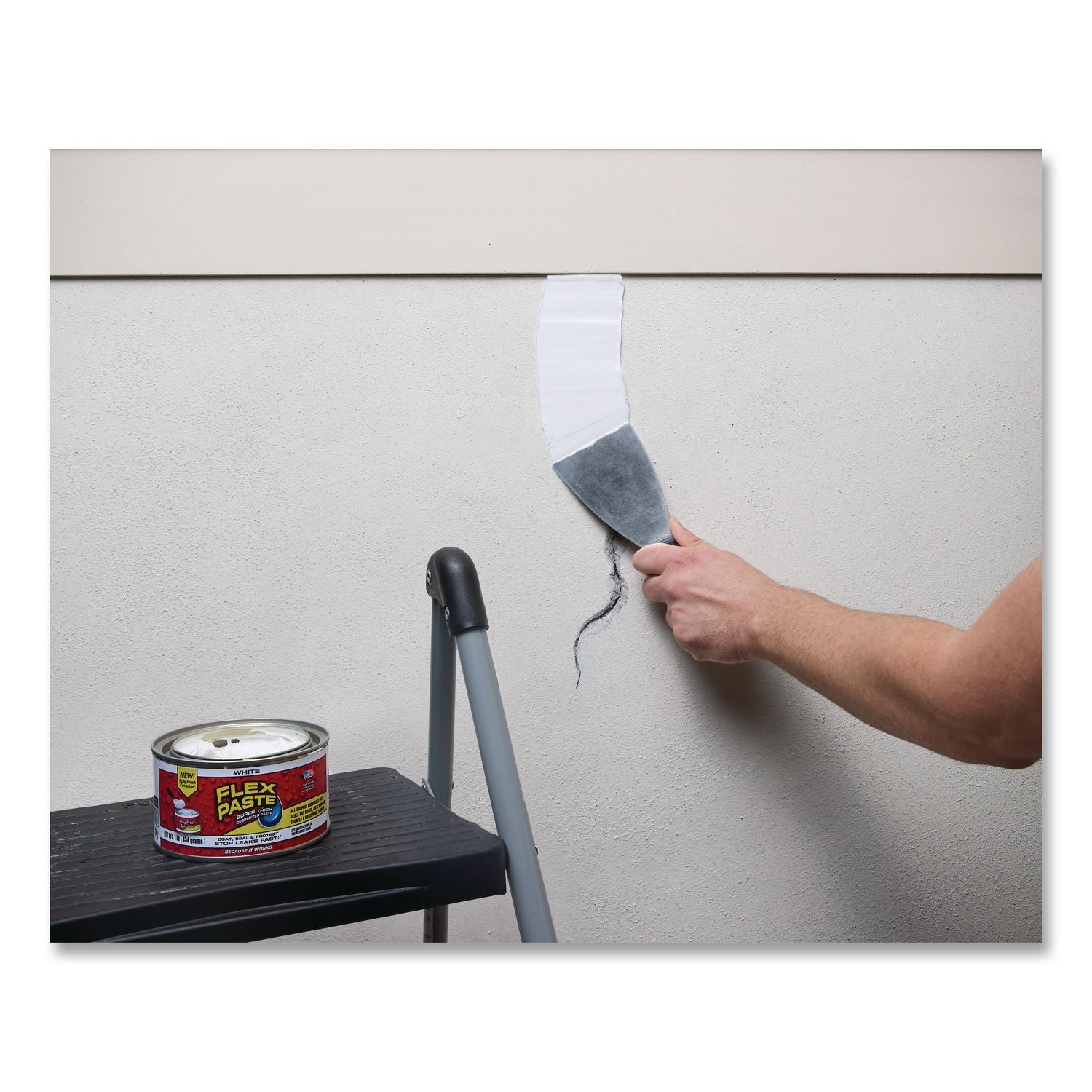 Flex Paste Super Thick Rubberized Paste, 1 Lb Can, Dries White, 4/Carton