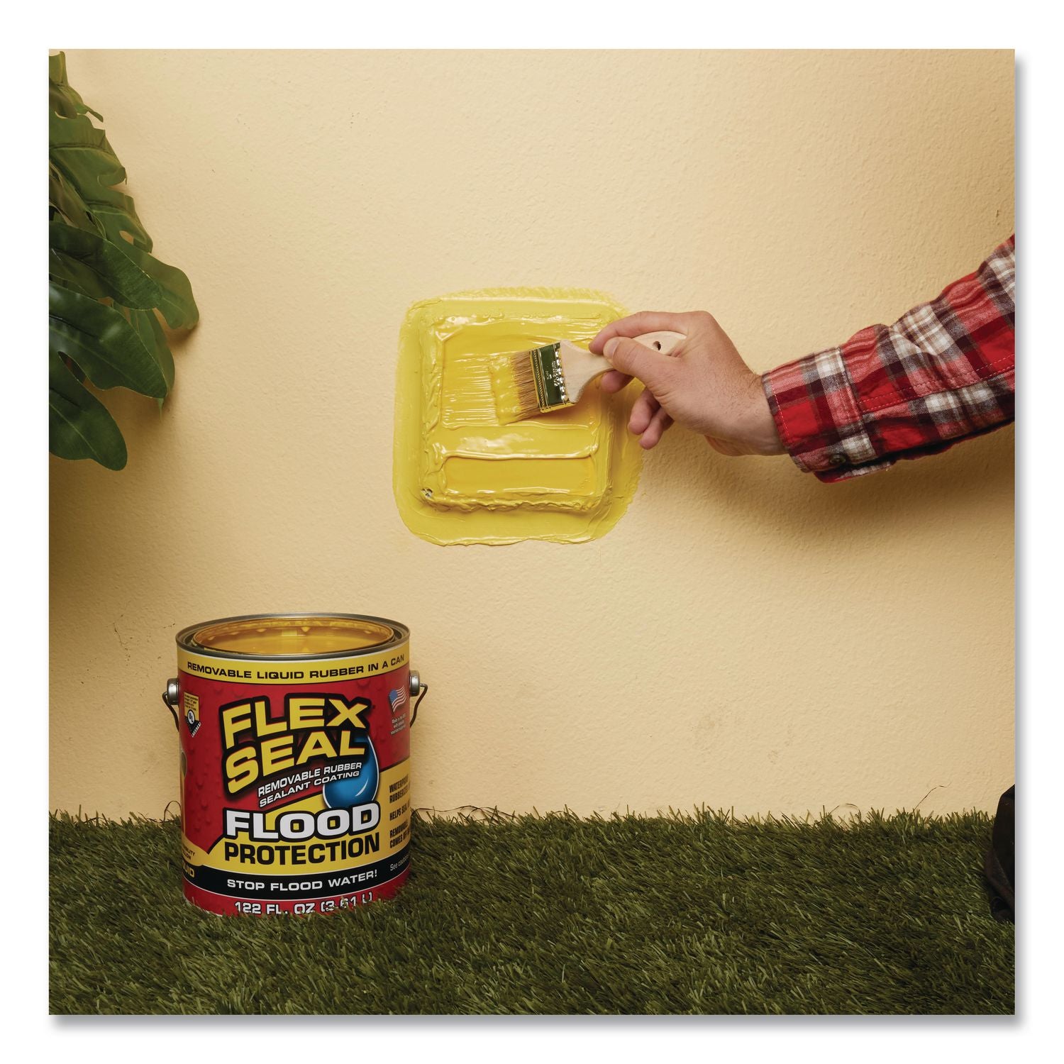 Flex Seal Liquid Flood Protection, 122 Oz Can, Dries Yellow, 2/Carton
