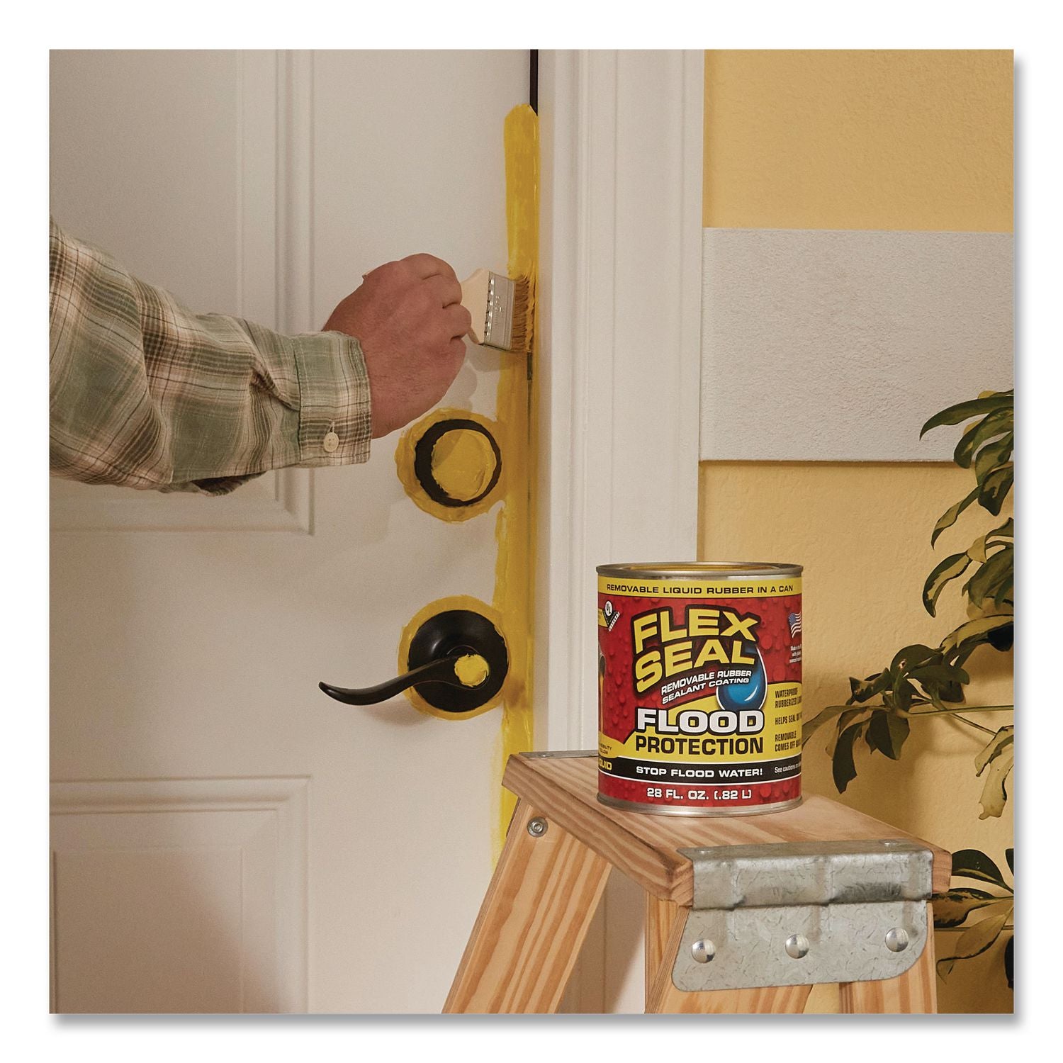 Flex Seal Liquid Flood Protection, 122 Oz Can, Dries Yellow, 2/Carton