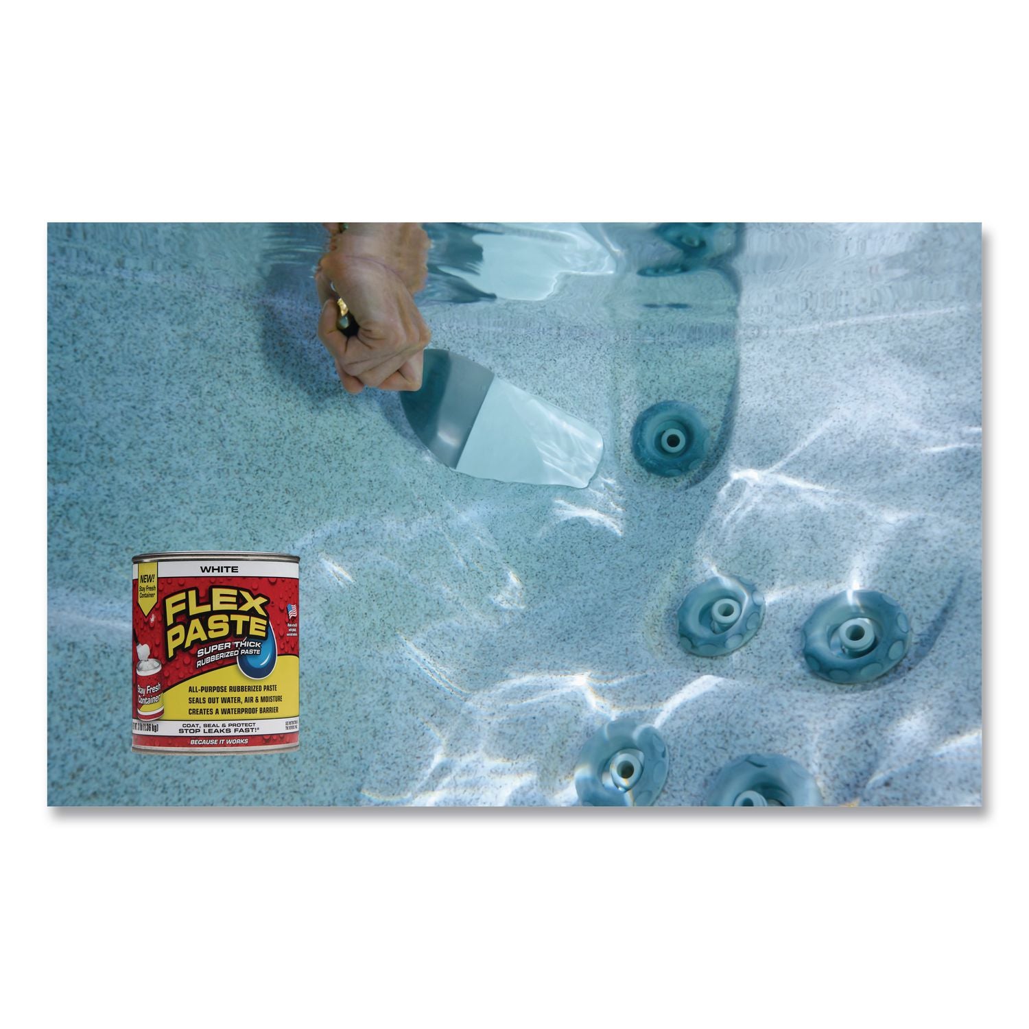 Flex Paste Super Thick Rubberized Paste, 3 Lb Can, Dries White, 4/Carton