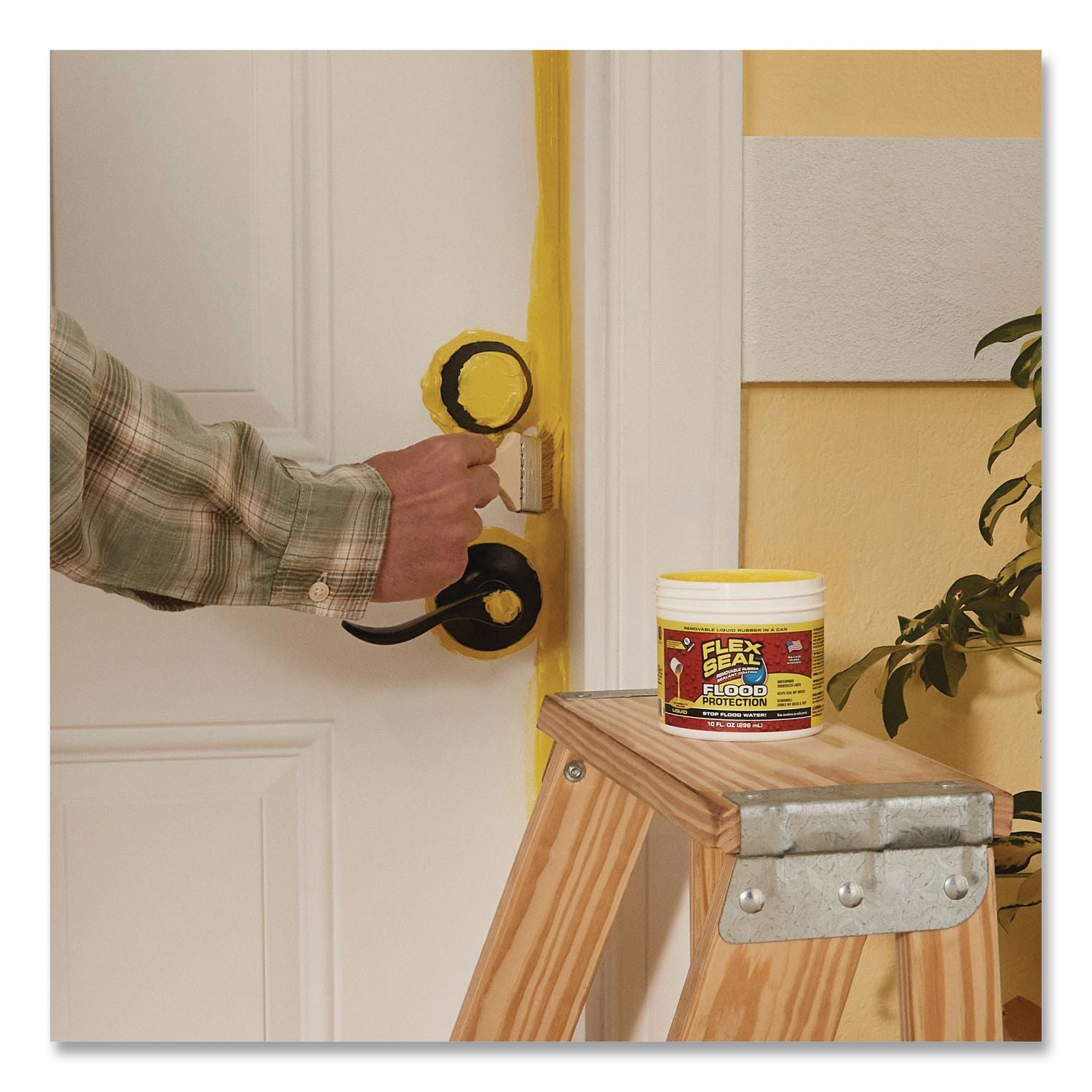 Flex Seal Liquid Flood Protection, 10 Oz Can, Dries Yellow, 4/Carton