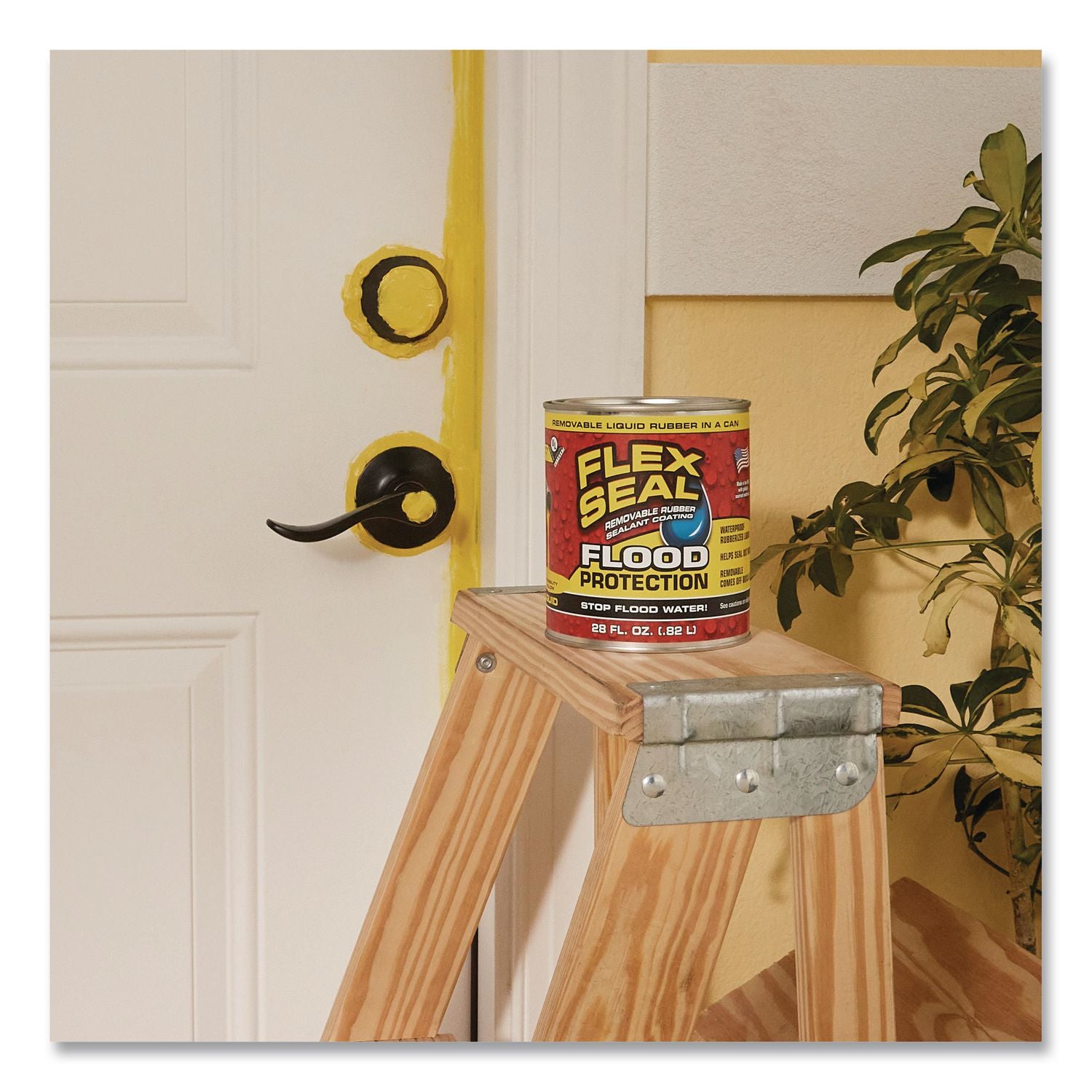Flex Seal Liquid Flood Protection, 28 Oz Can, Dries Yellow, 4/Carton
