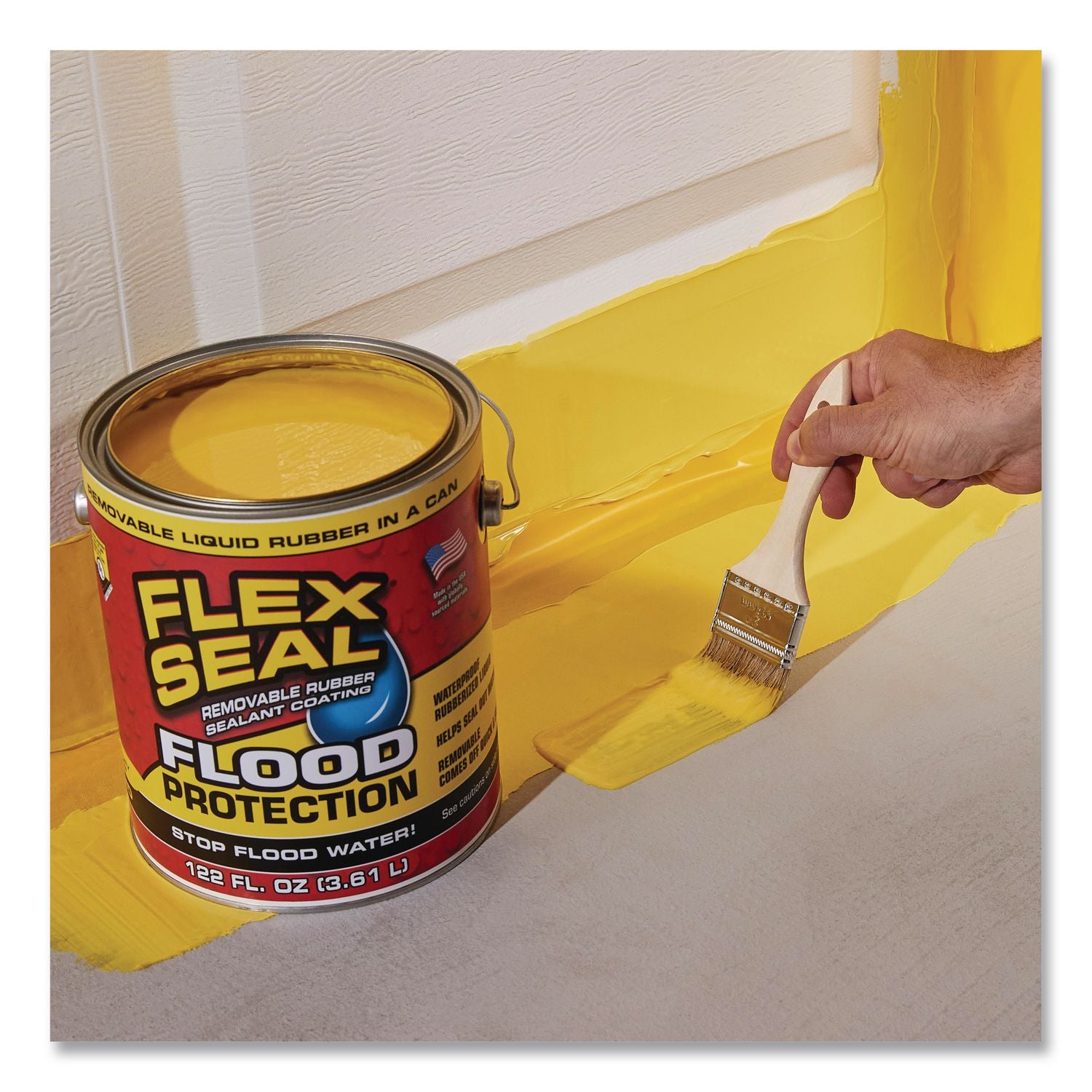 Flex Seal Liquid Flood Protection, 122 Oz Can, Dries Yellow, 2/Carton
