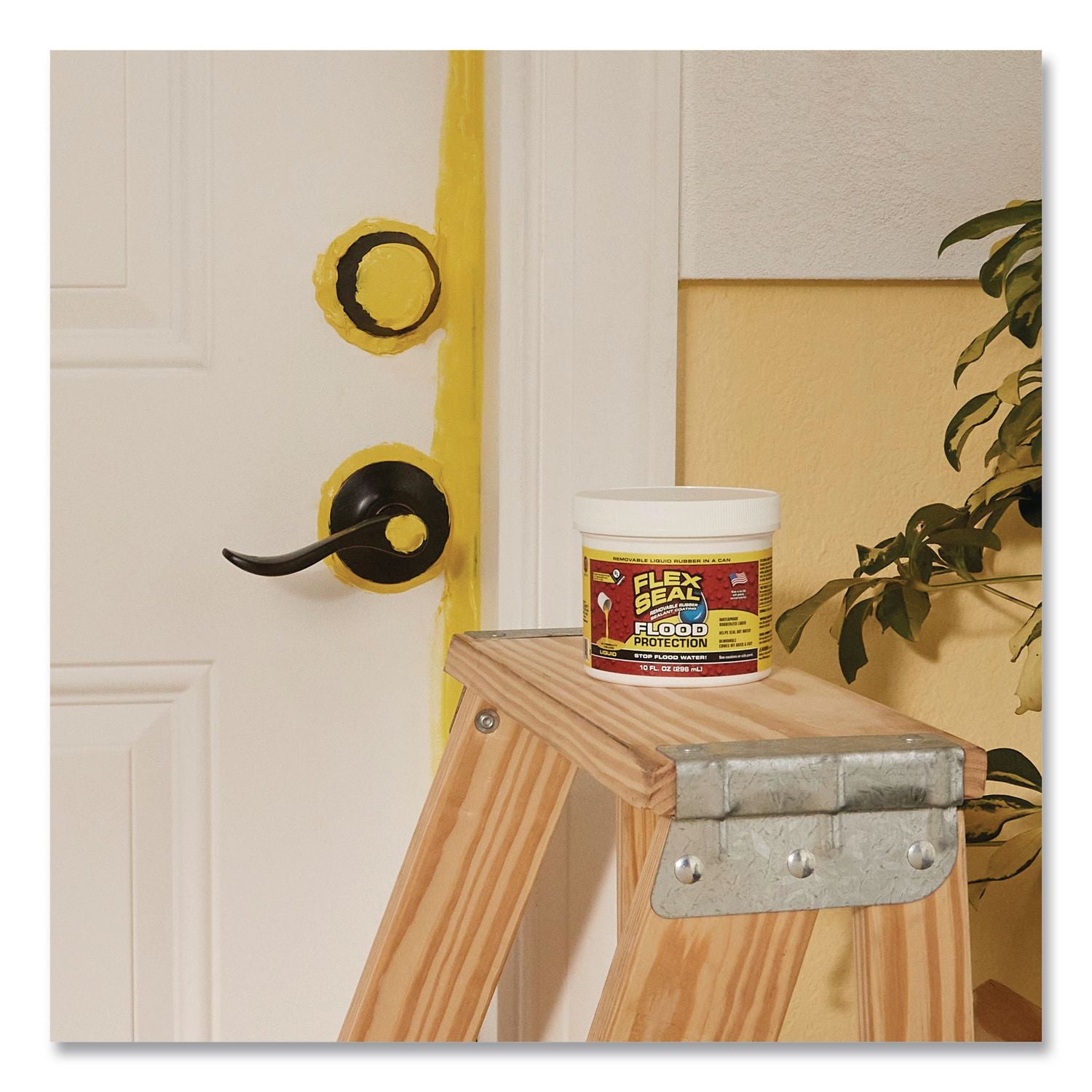 Flex Seal Liquid Flood Protection, 10 Oz Can, Dries Yellow, 4/Carton