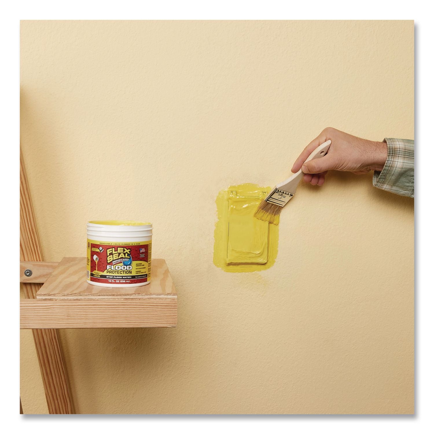 Flex Seal Liquid Flood Protection, 10 Oz Can, Dries Yellow, 4/Carton