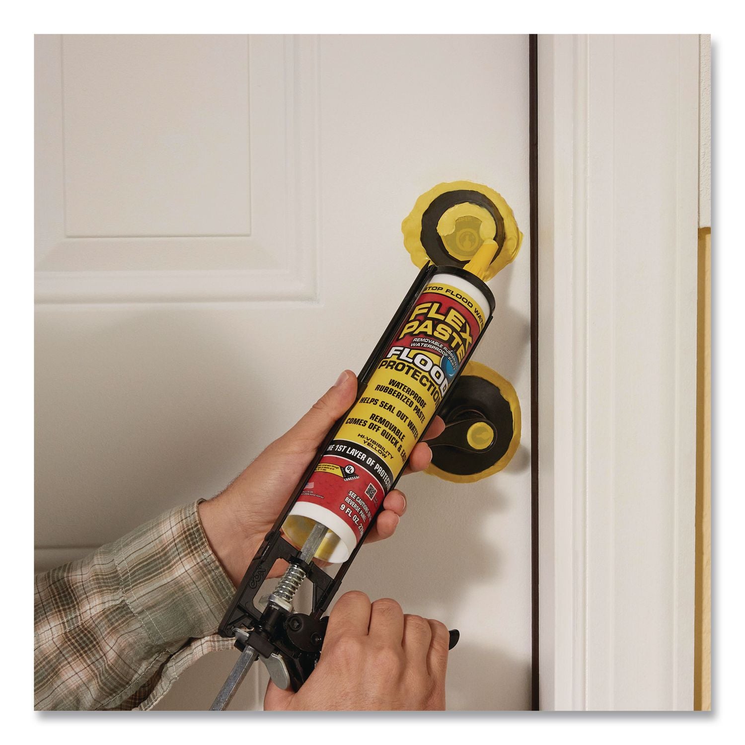 Flex Paste Flood Protection Paste, 9 Oz Cartridge, Dries Yellow, 6/Carton