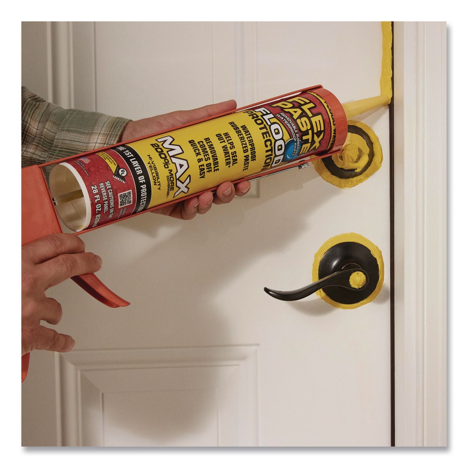 Flex Paste Flood Protection Paste, 28 Oz Cartridge, Dries Yellow, 4/Carton