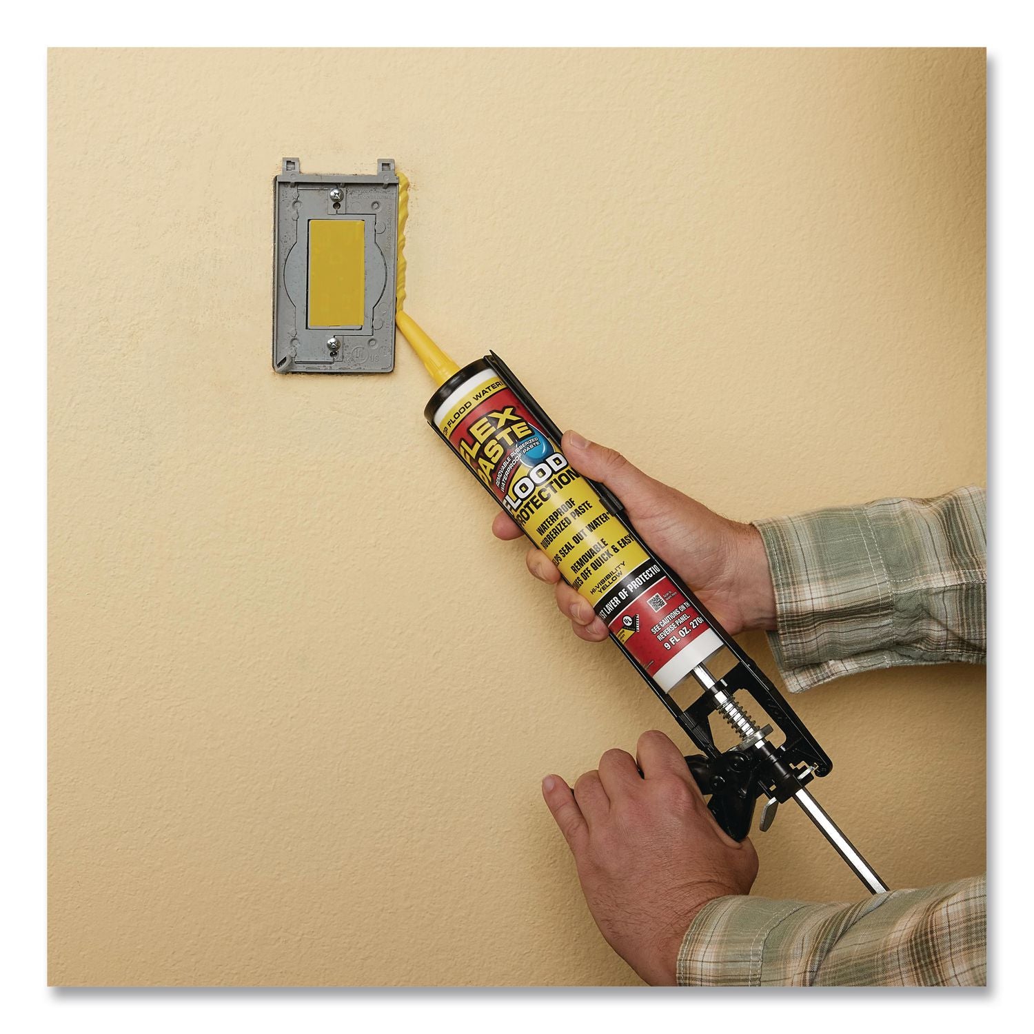 Flex Paste Flood Protection Paste, 9 Oz Cartridge, Dries Yellow, 6/Carton