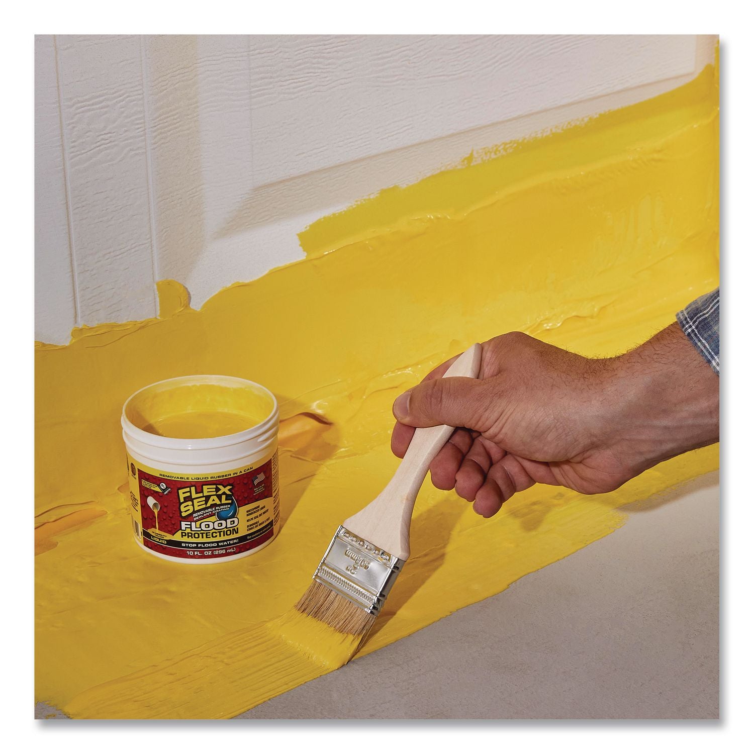 Flex Seal Liquid Flood Protection, 10 Oz Can, Dries Yellow, 4/Carton