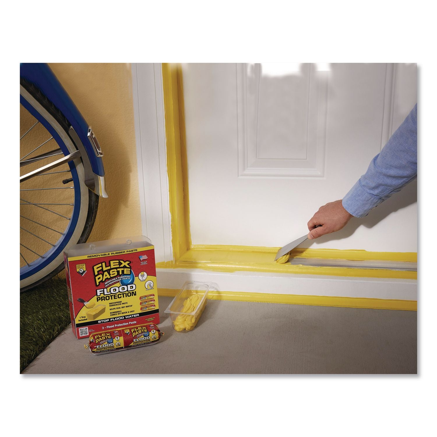 Flex Paste Flood Protection Paste, (3) 8.7 Oz Sleeves With Tray/Pack, Dries Yellow, 3 Packs/Carton