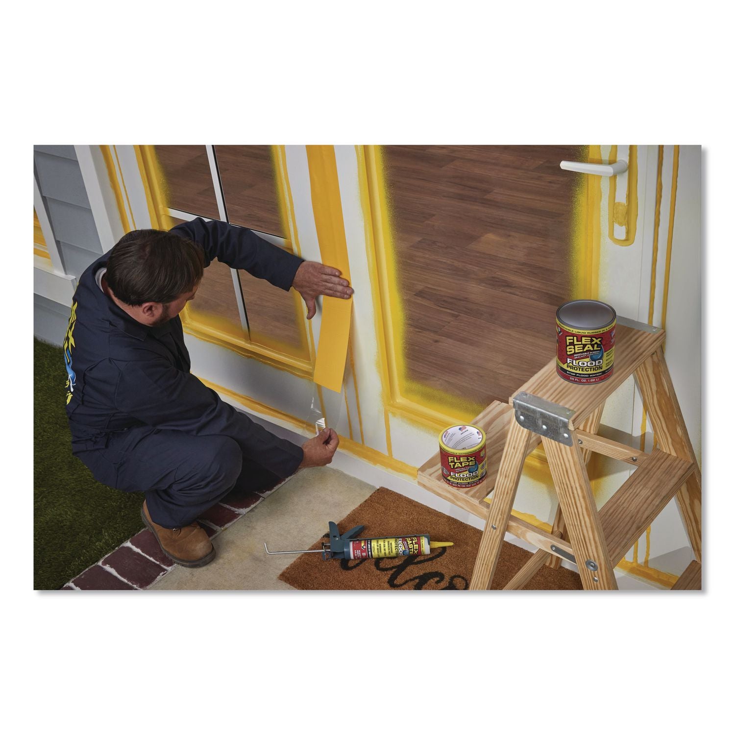 Flex Tape Removable Rubberized Waterproof Flood Protection Tape, 3.75" X 20 Ft, Yellow, 6/Carton