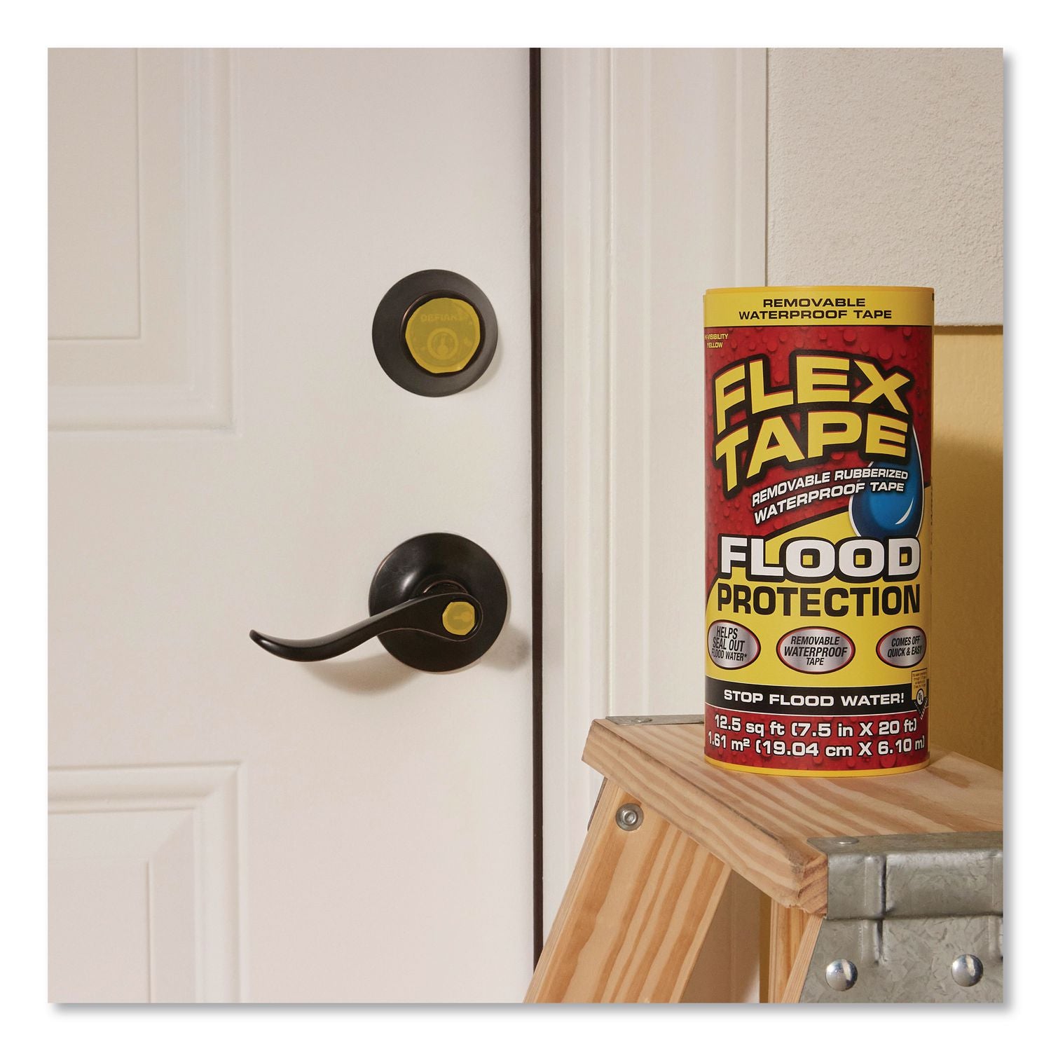 Flex Tape Removable Rubberized Waterproof Flood Protection Tape, 7.5" X 20 Ft, Yellow, 3/Carton