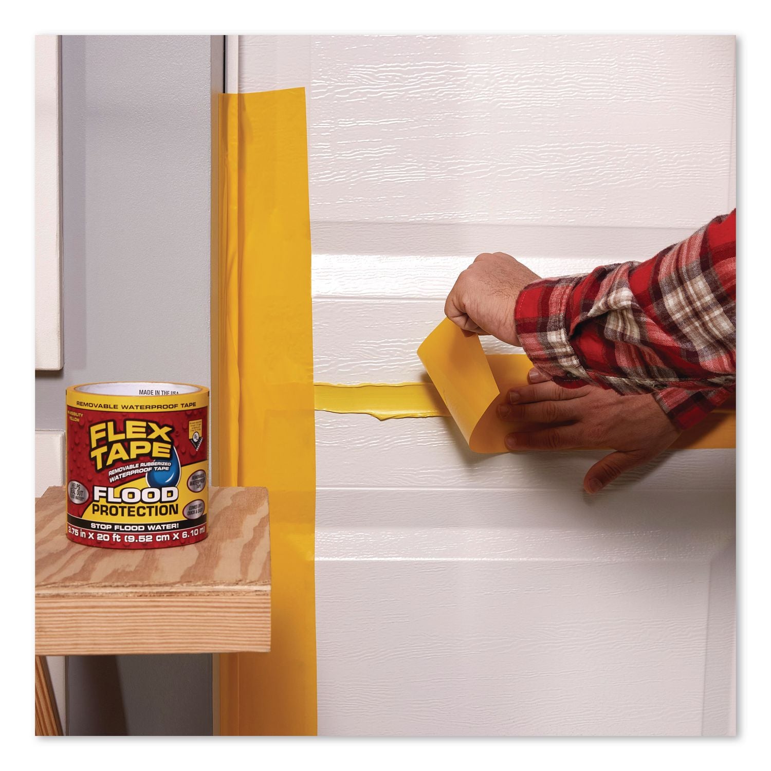 Flex Tape Removable Rubberized Waterproof Flood Protection Tape, 3.75" X 20 Ft, Yellow, 6/Carton