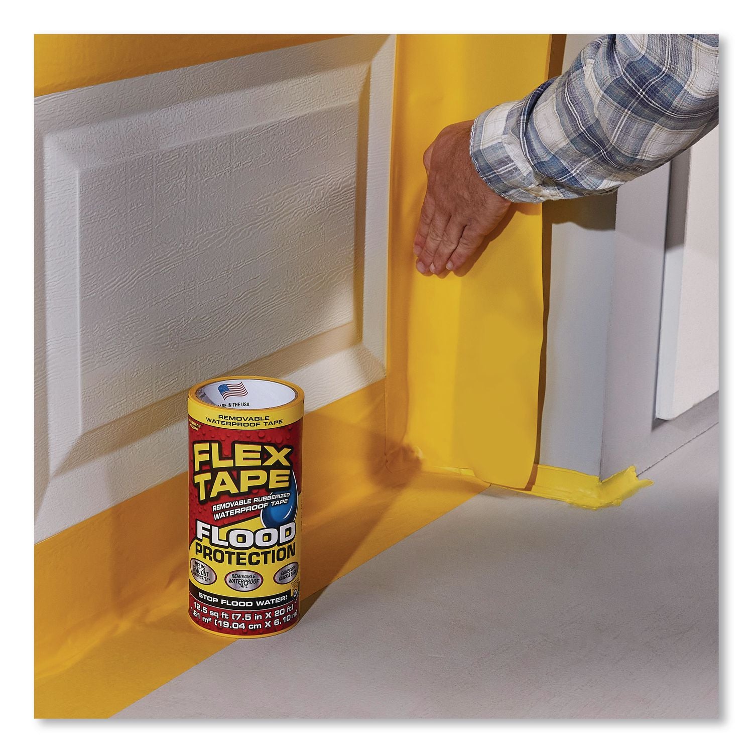 Flex Tape Removable Rubberized Waterproof Flood Protection Tape, 7.5" X 20 Ft, Yellow, 3/Carton