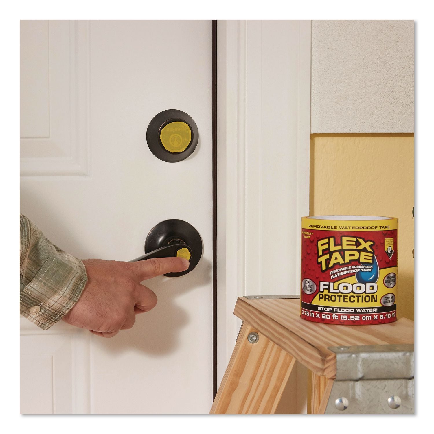 Flex Tape Removable Rubberized Waterproof Flood Protection Tape, 3.75" X 50 Ft, Yellow, 4/Carton