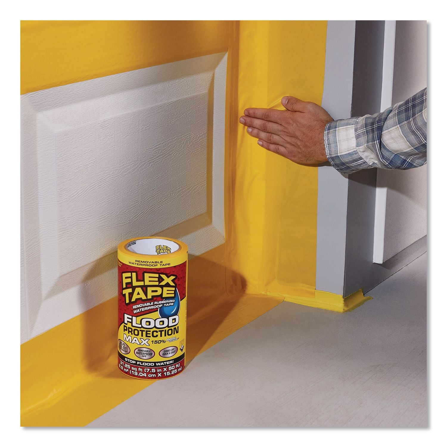 Flex Tape Removable Rubberized Waterproof Flood Protection Tape, 7.5" X 20 Ft, Yellow, 3/Carton