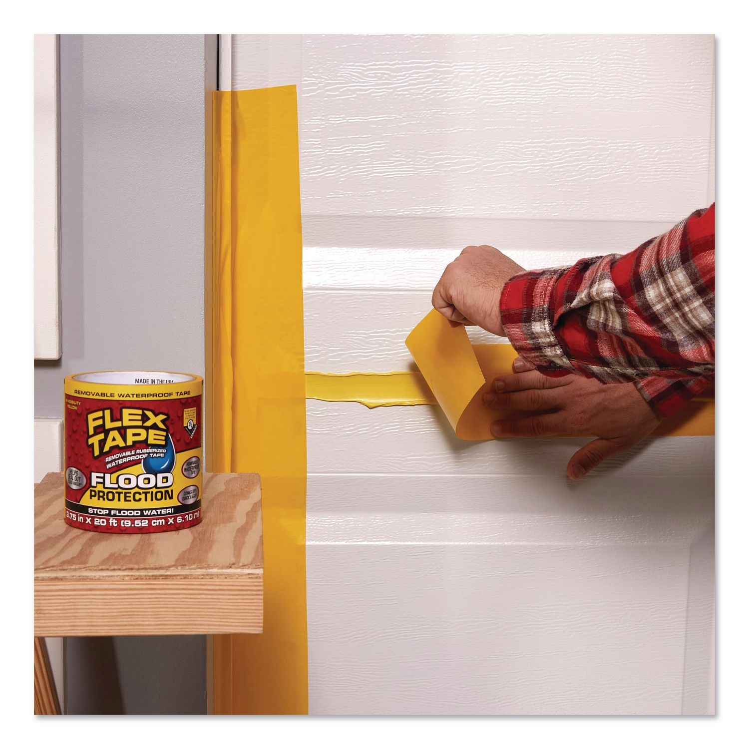 Flex Tape Removable Rubberized Waterproof Flood Protection Tape, 3.75" X 50 Ft, Yellow, 4/Carton