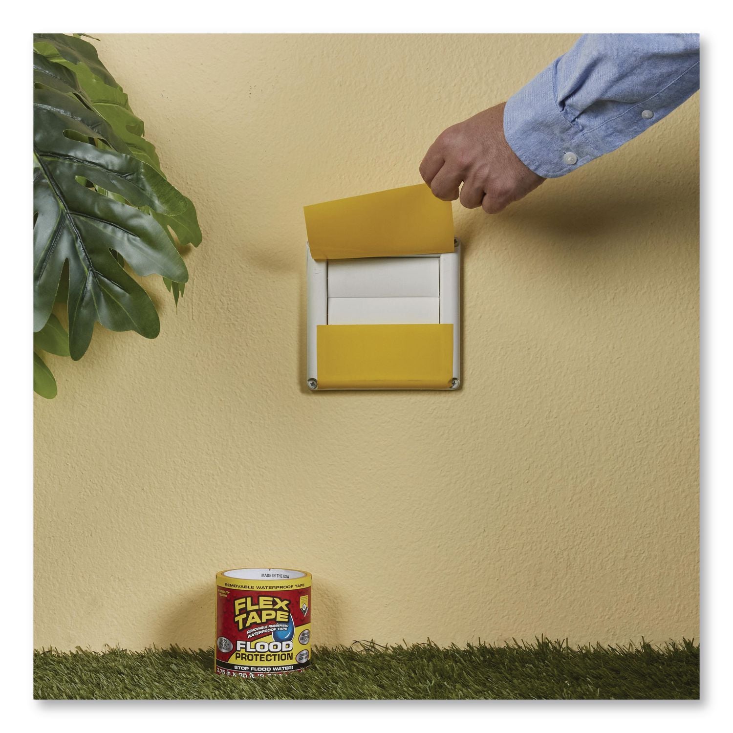 Flex Tape Removable Rubberized Waterproof Flood Protection Tape, 3.75" X 50 Ft, Yellow, 4/Carton