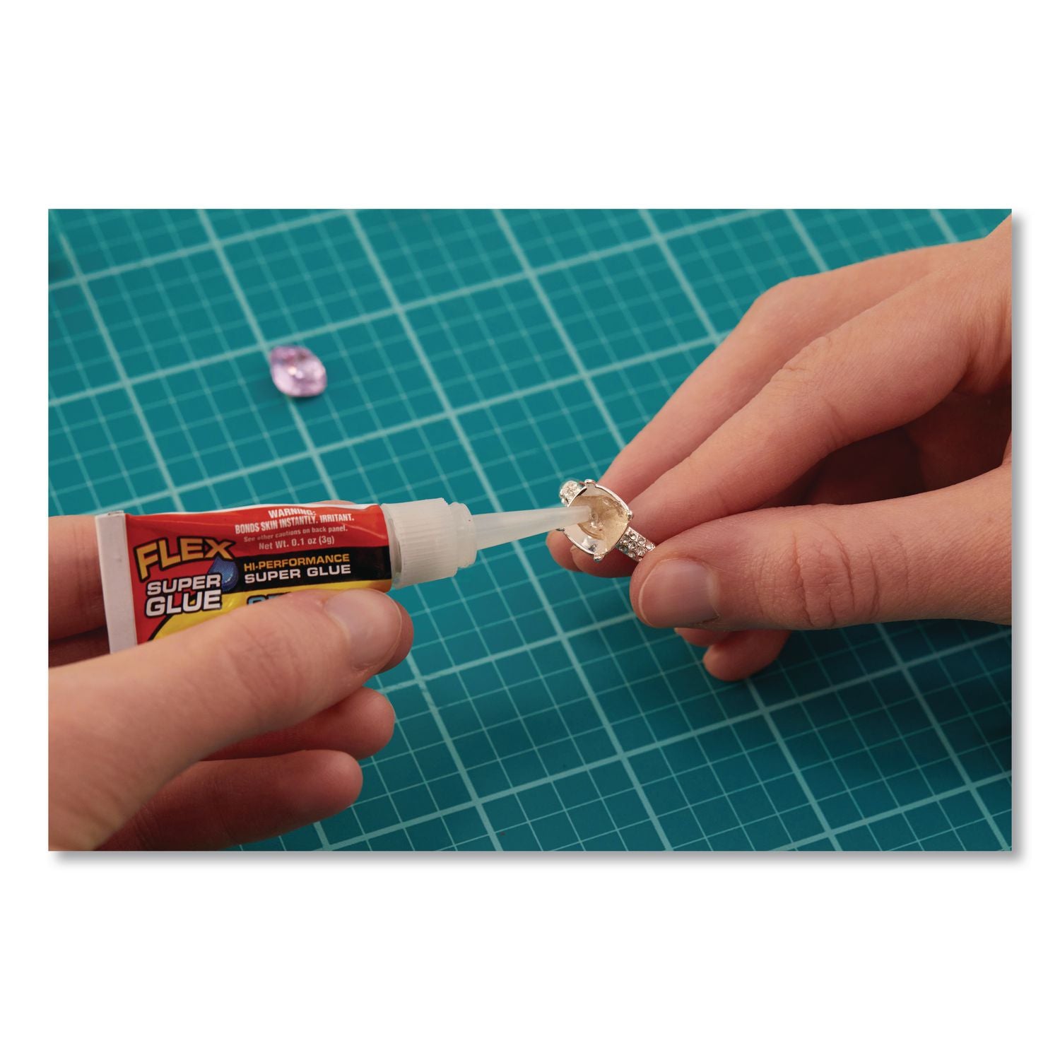Flex Super Glue, Precision Tip, Gel, 0.1 Oz, Dries Clear, 2/Pack, 8/Carton