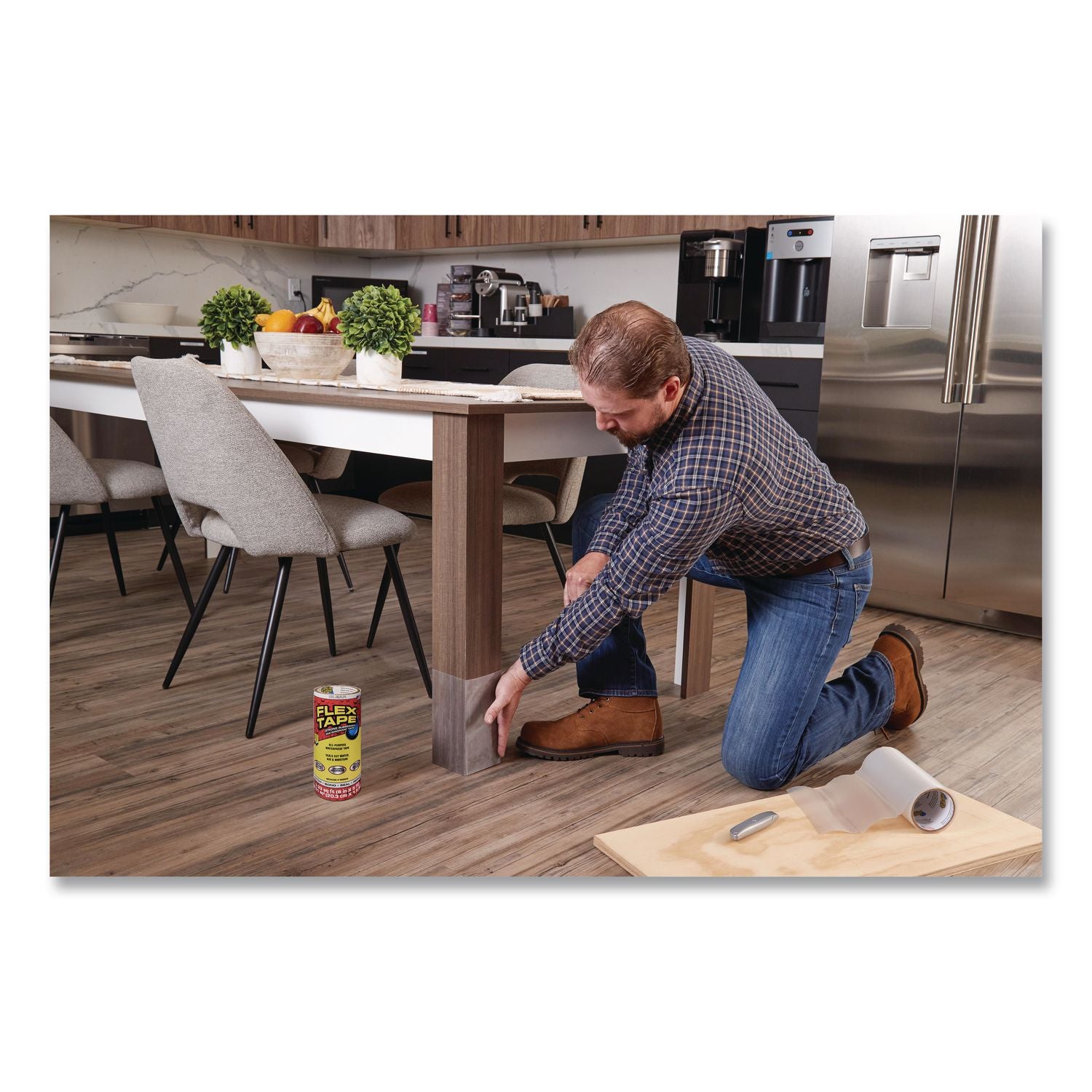 Flex Tape Strong Rubberized Waterproof Tape, 4" Core, 39 Mil Thick, 8" X 5 Ft, Clear, 4/Carton