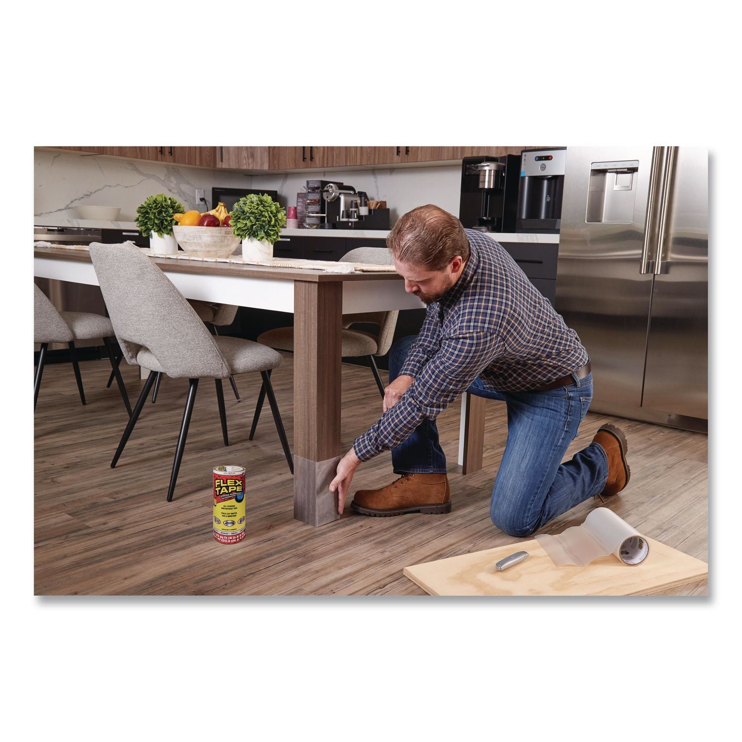Flex Tape Strong Rubberized Waterproof Tape, 4" Core, 39 Mil Thick, 12" X 10 Ft, Clear, 4/Carton