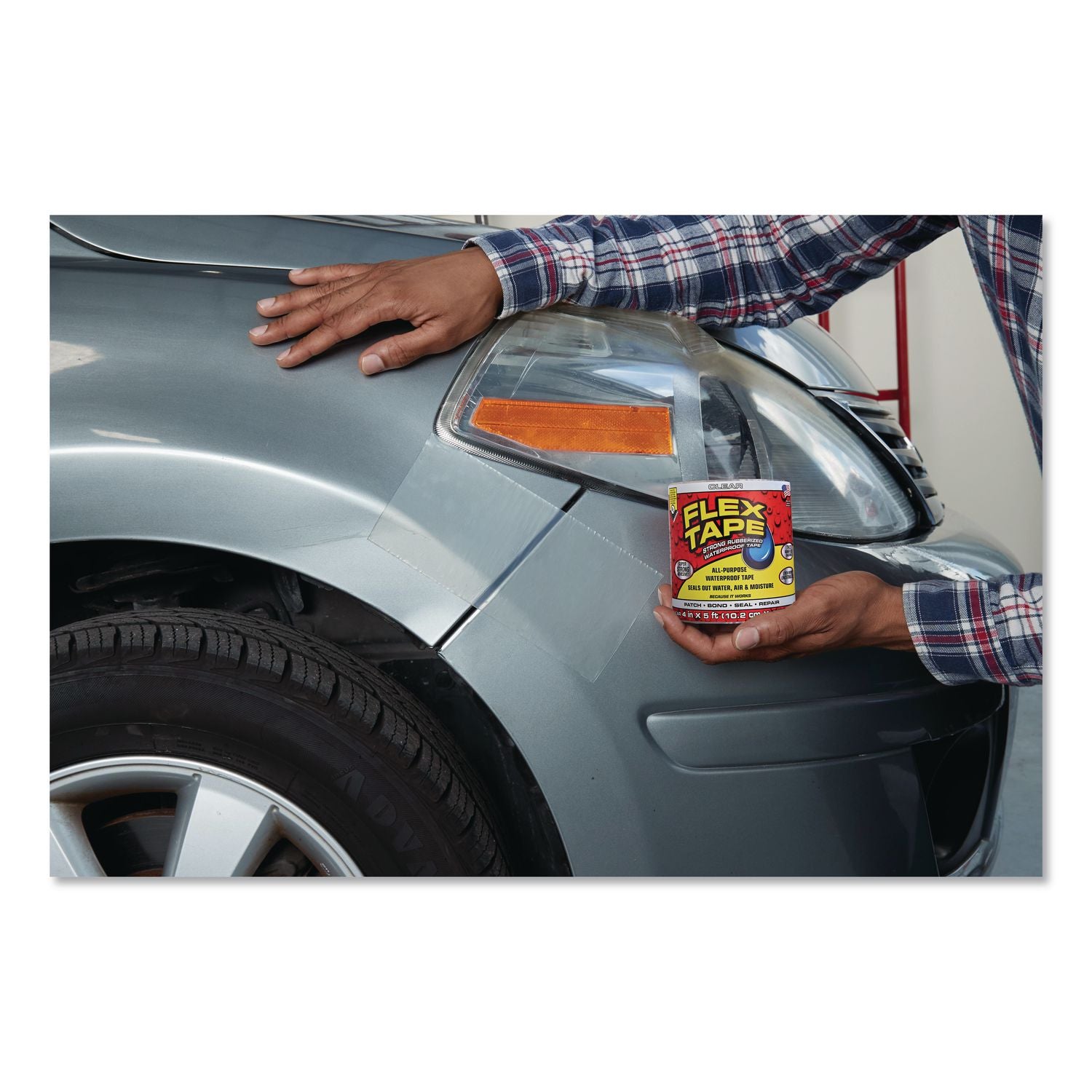 MAX Strong Rubberized Waterproof Tape, 4" Core, 39 Mils Thick, 4" X 25 Ft, Clear, 3/Carton
