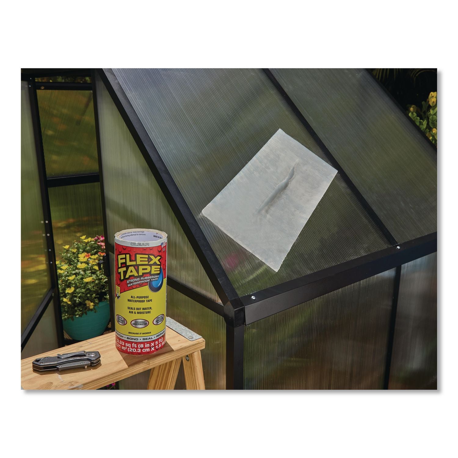 MAX Strong Rubberized Waterproof Tape, 4" Core, 39 Mils Thick, 8" X 25 Ft, Clear, 3/Carton