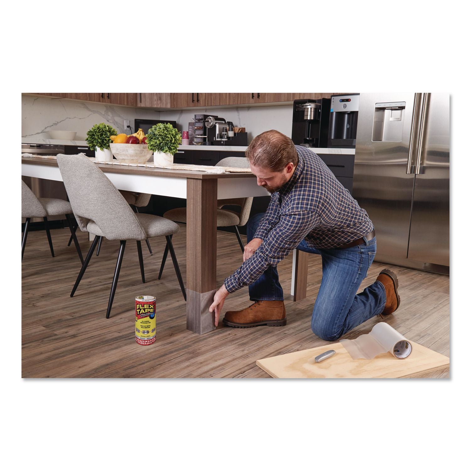 MAX Strong Rubberized Waterproof Tape, 4" Core, 39 Mils Thick, 8" X 25 Ft, Clear, 3/Carton