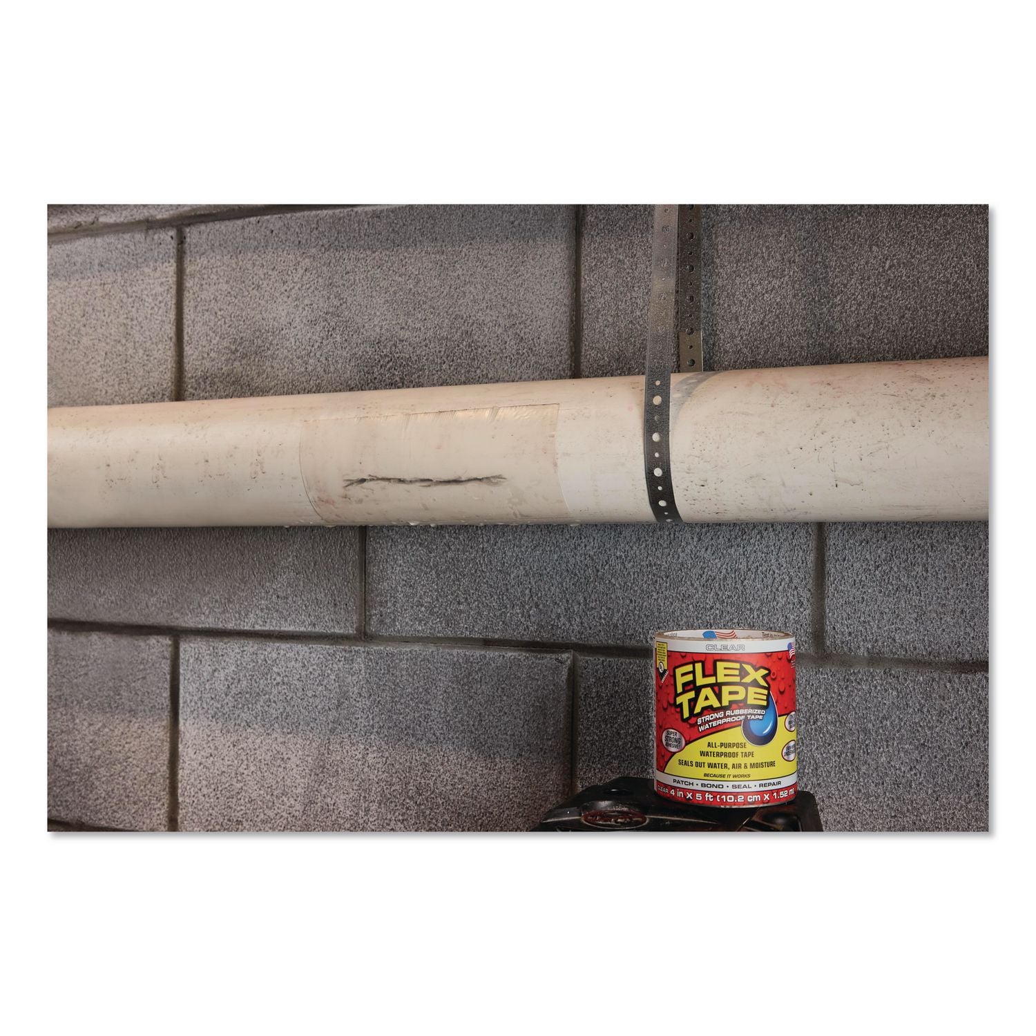 MAX Strong Rubberized Waterproof Tape, 4" Core, 39 Mils Thick, 4" X 25 Ft, Clear, 3/Carton