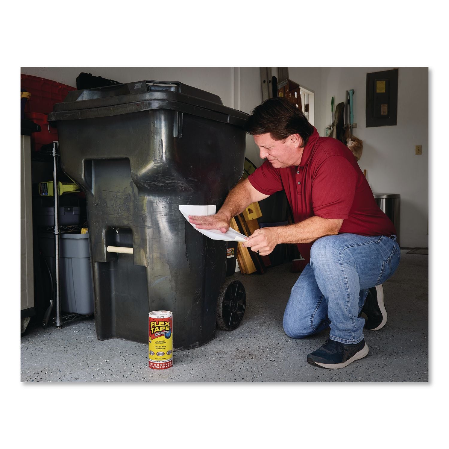 Flex Tape Strong Rubberized Waterproof Tape, 4" Core, 39 Mil Thick, 8" X 5 Ft, White, 4/Carton