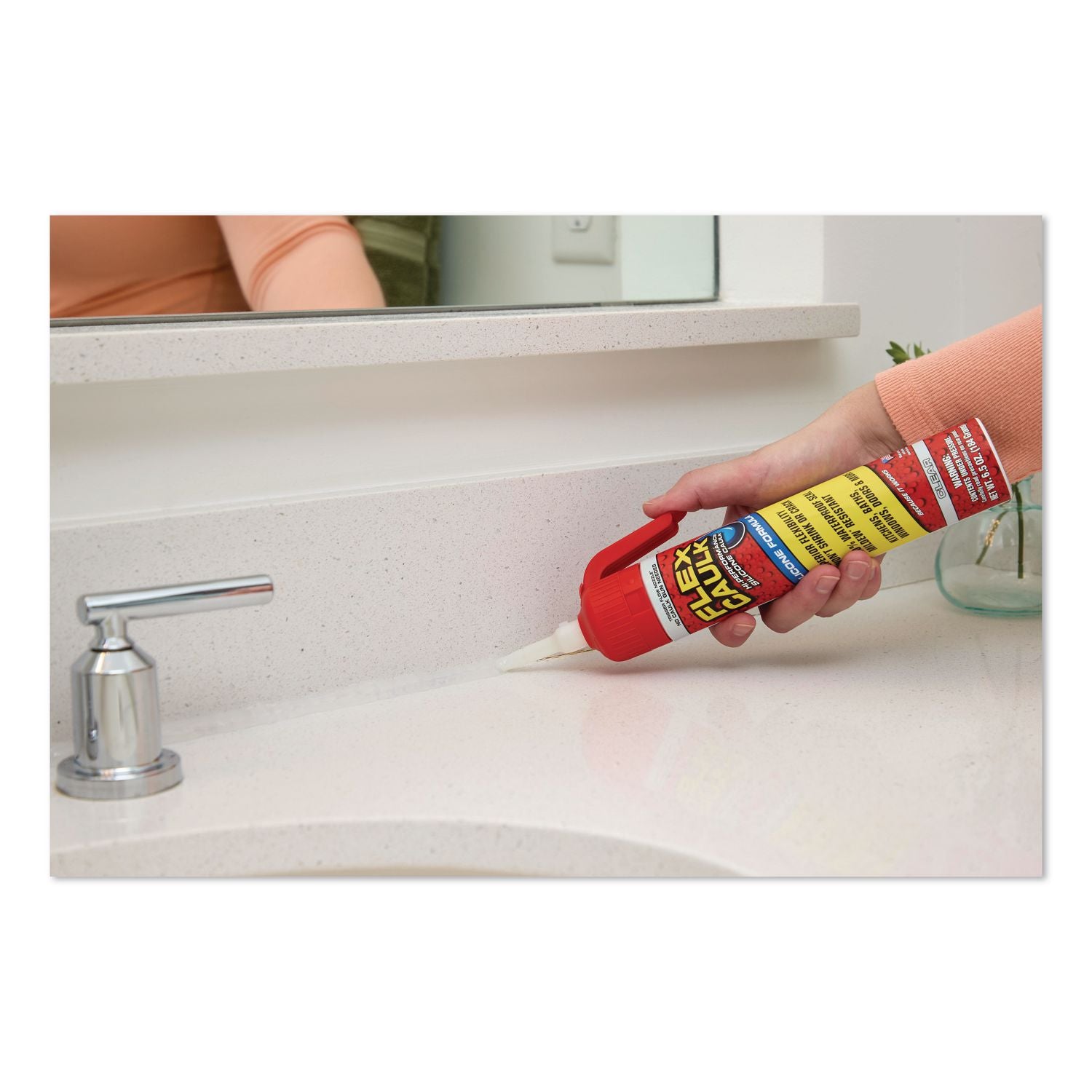 Flex Caulk Hi-Performance Silicone Caulk, 6.5 Oz Aerosol Can, Dries Clear, 4/Carton
