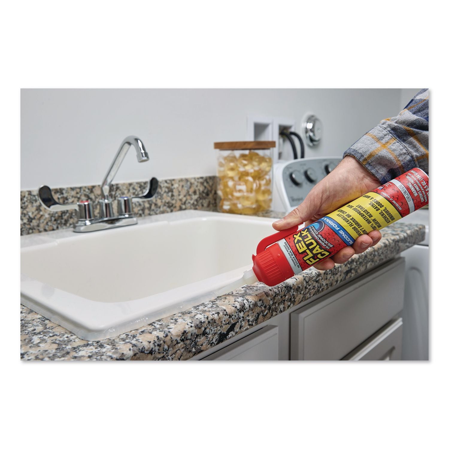 Flex Caulk Hi-Performance Silicone Caulk, 6.5 Oz Aerosol Can, Dries Clear, 4/Carton