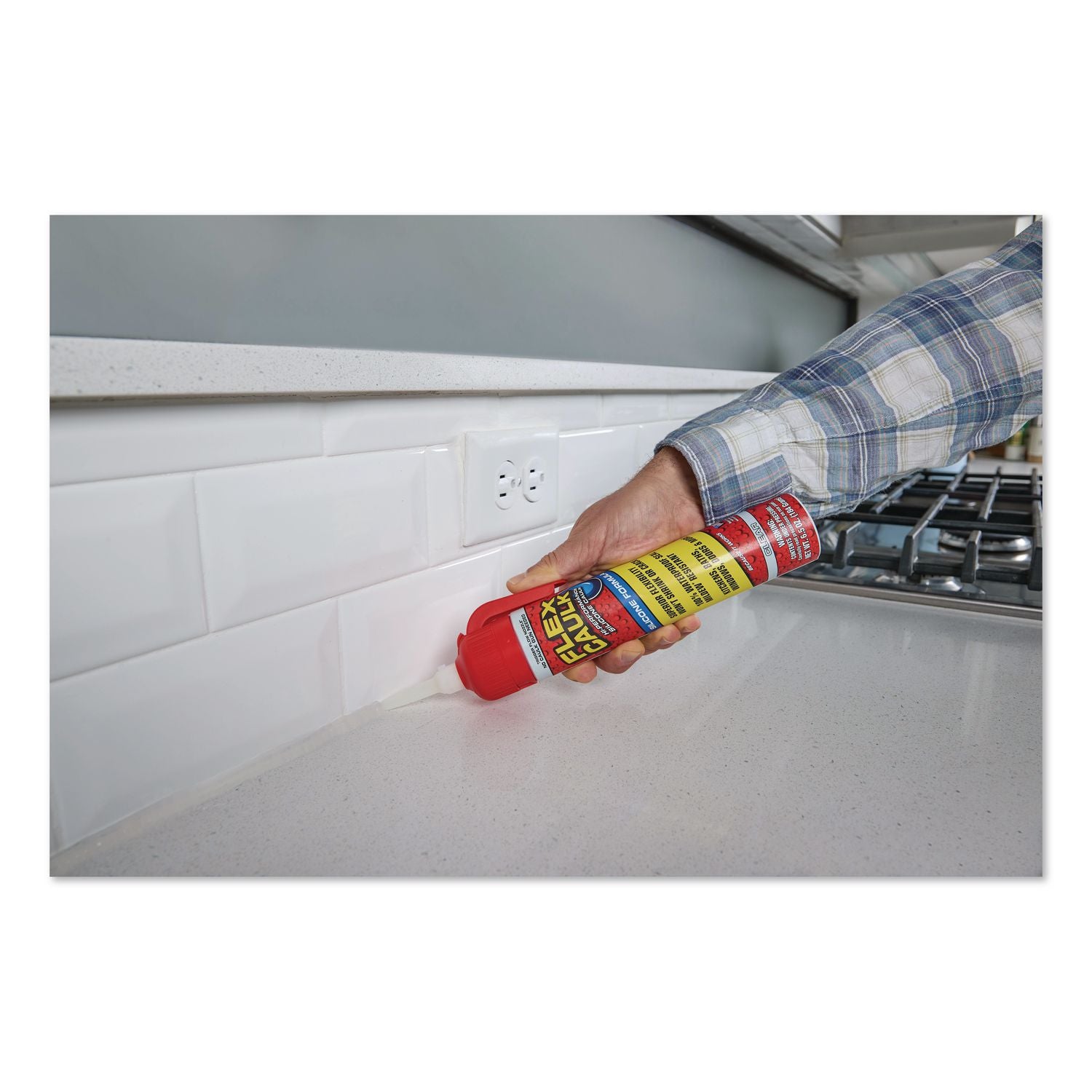 Flex Caulk Hi-Performance Silicone Caulk, 6.5 Oz Aerosol Can, Dries Clear, 4/Carton